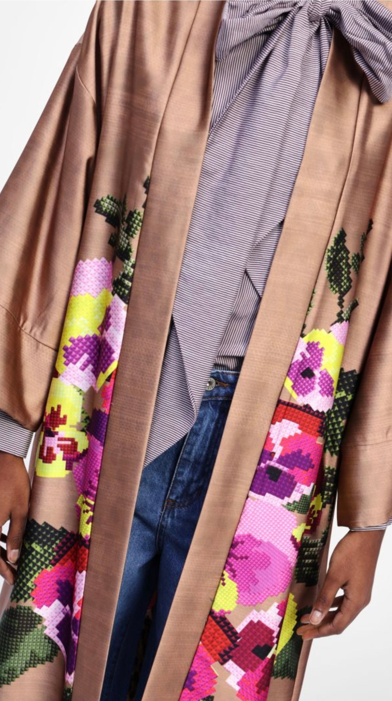Printed Kimono coat without closure