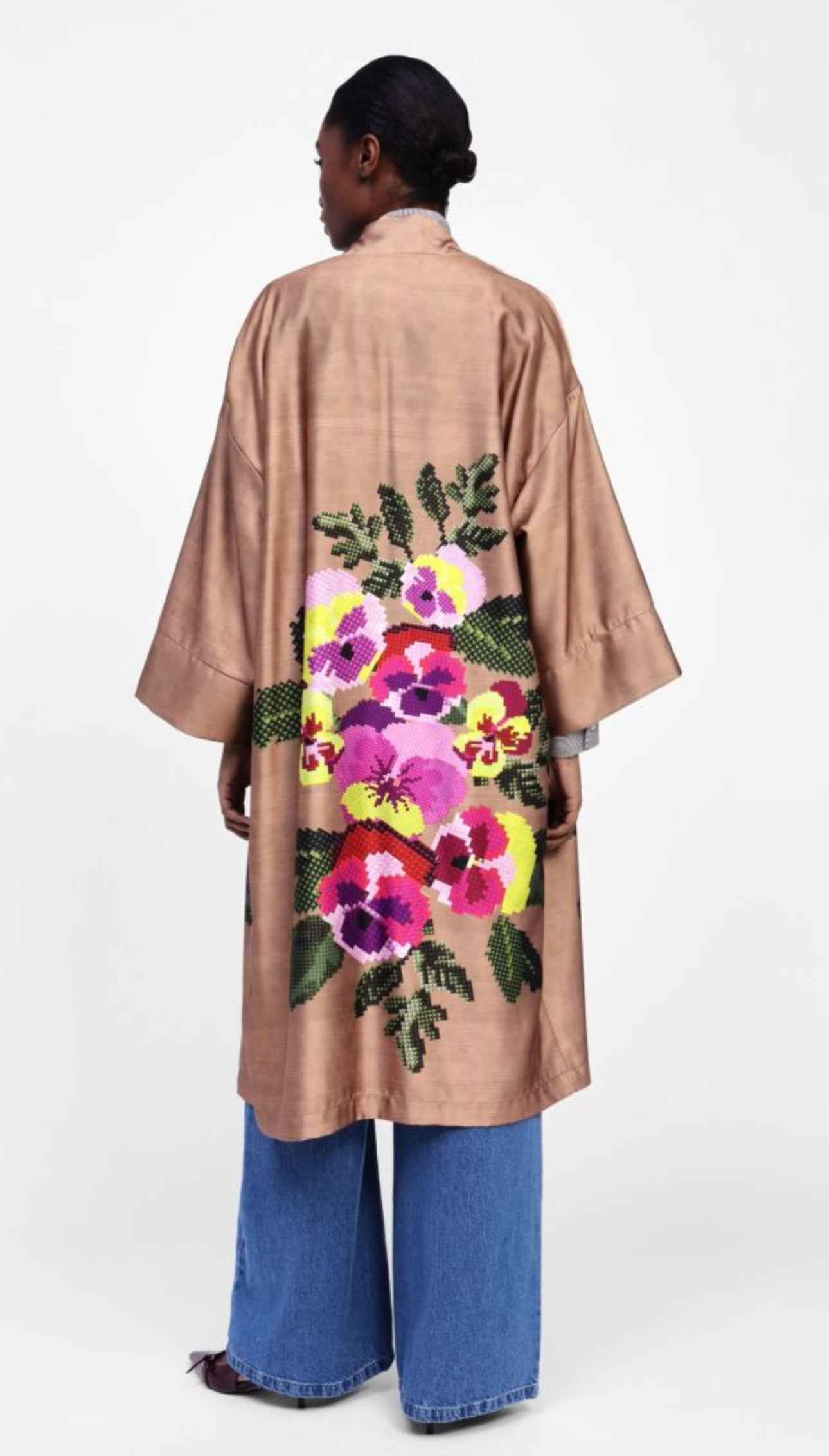 Printed Kimono coat without closure