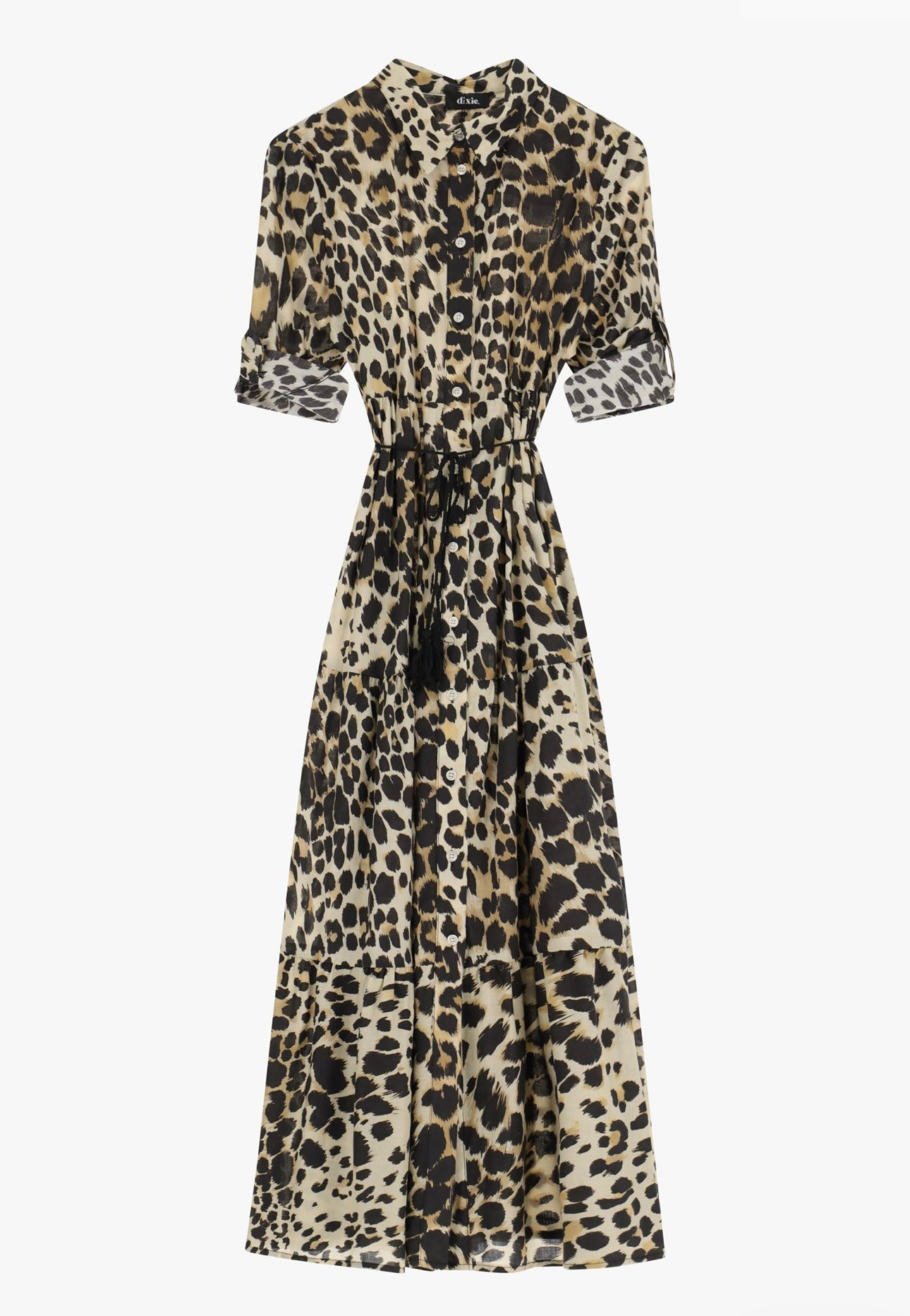 Animal print dress with buttons
