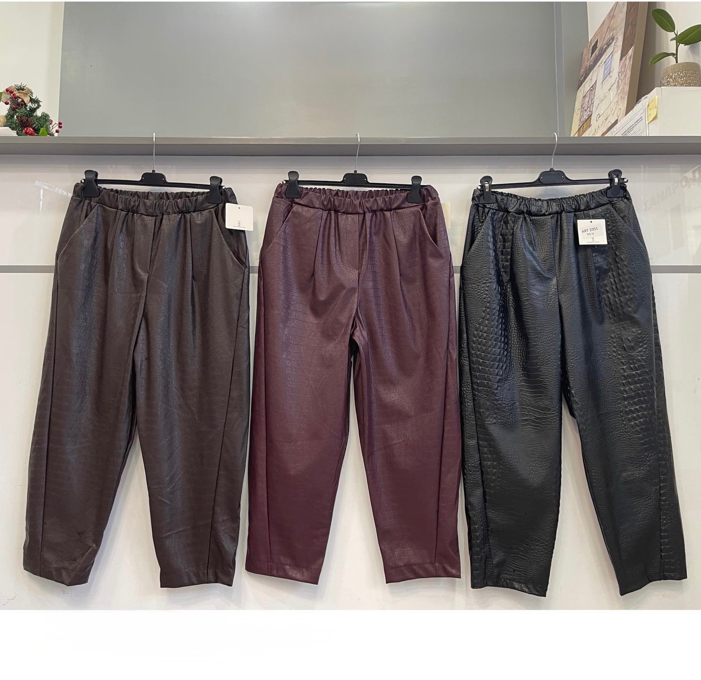 Croco Vegan Leather Pants
