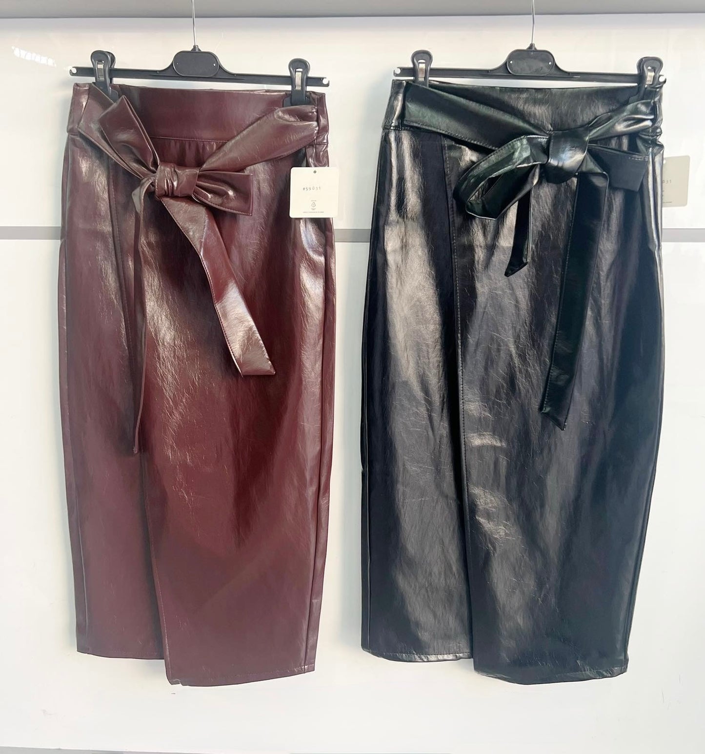 Eco Leather Midi wrap skirt