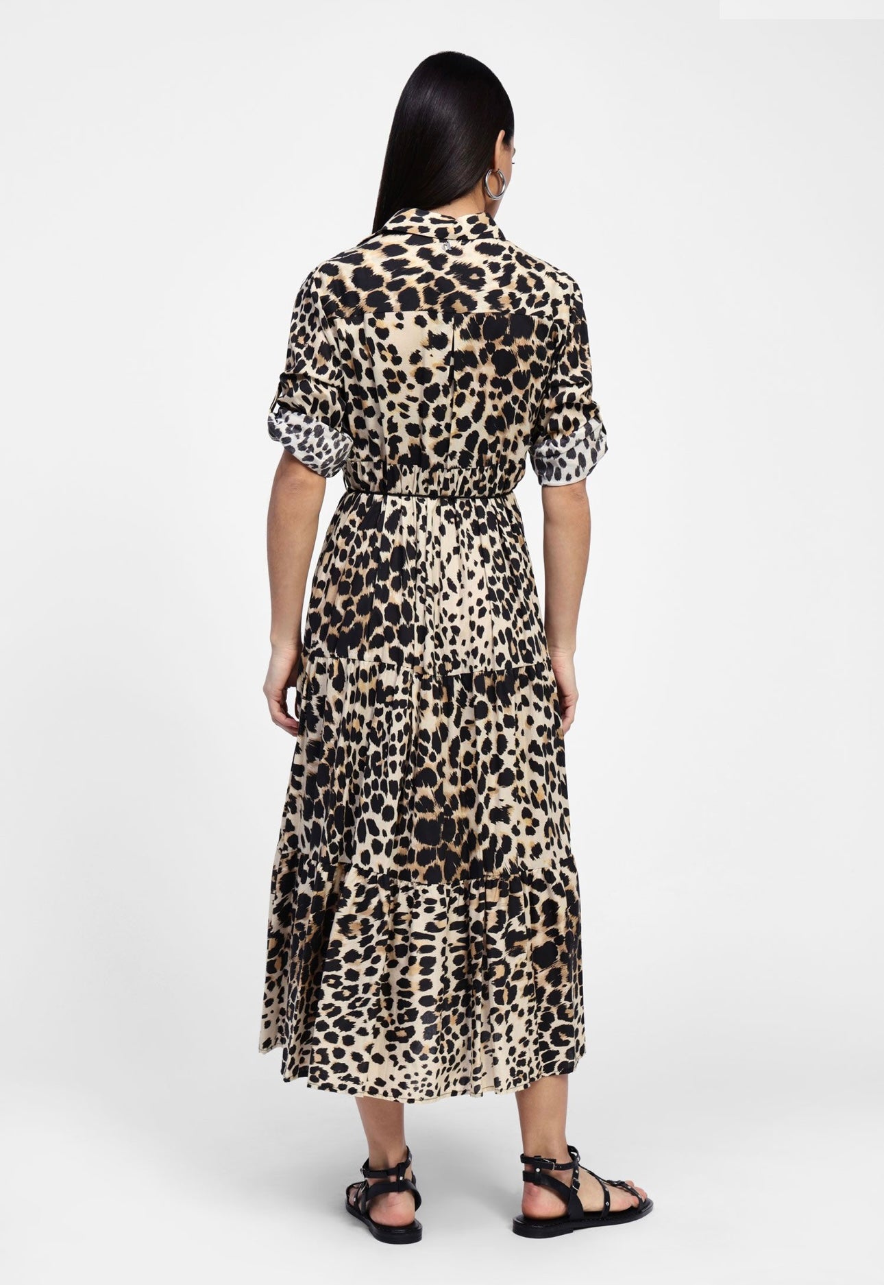 Animal print dress with buttons