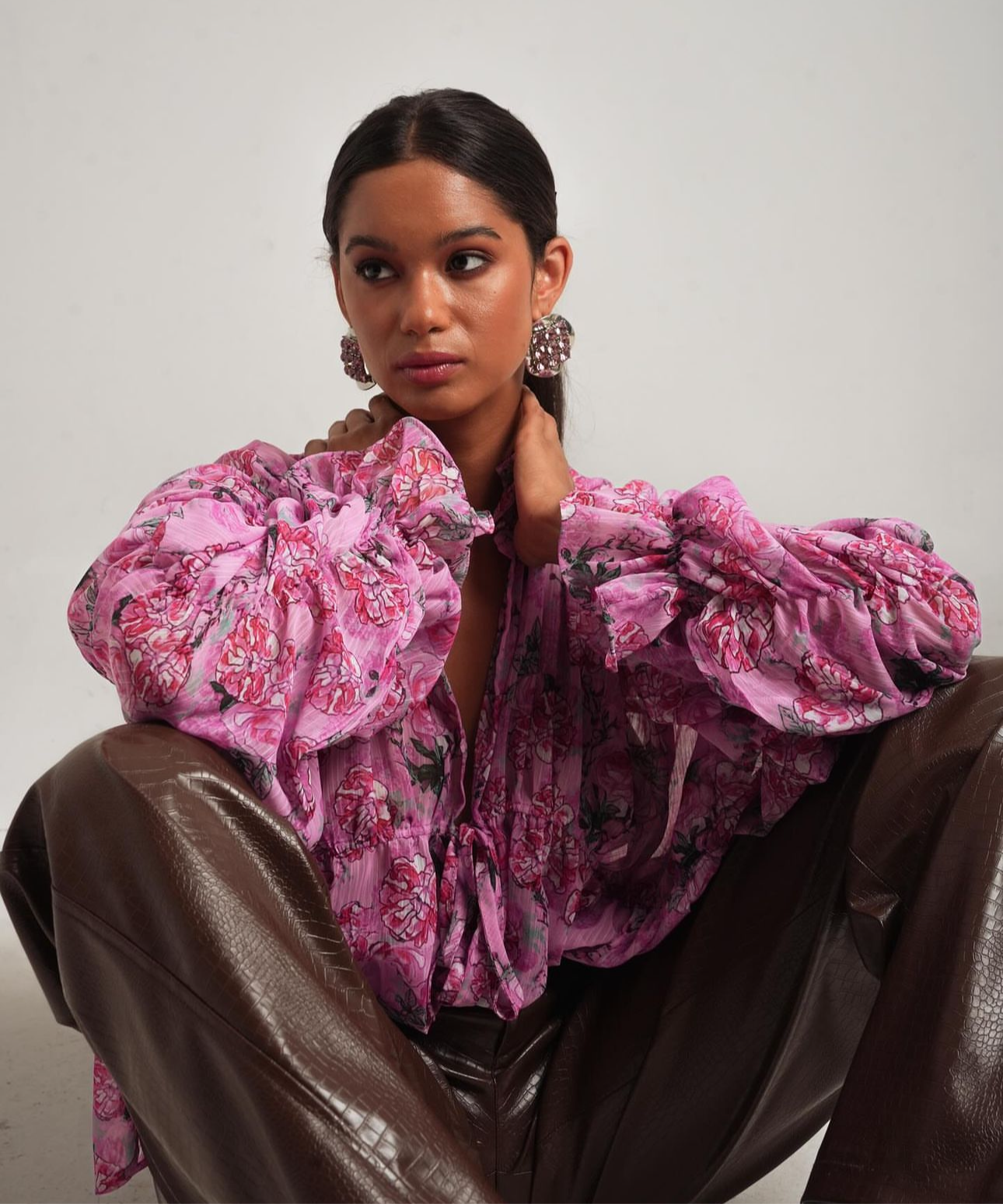 Iraida Aria faux leather brown pants