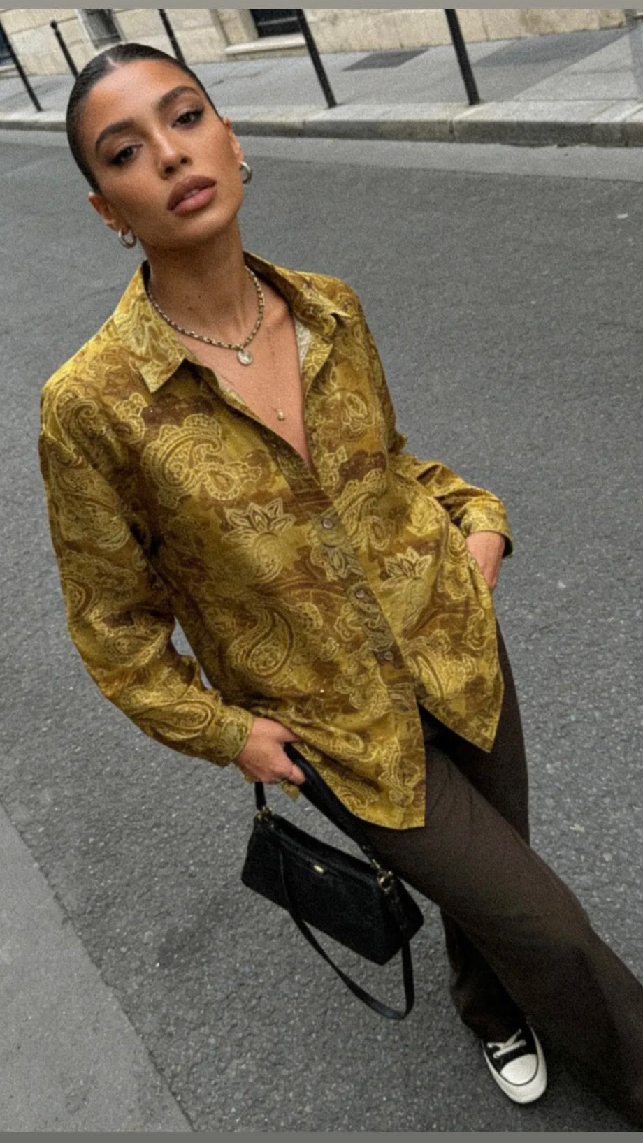 Oversized shirt with crystals