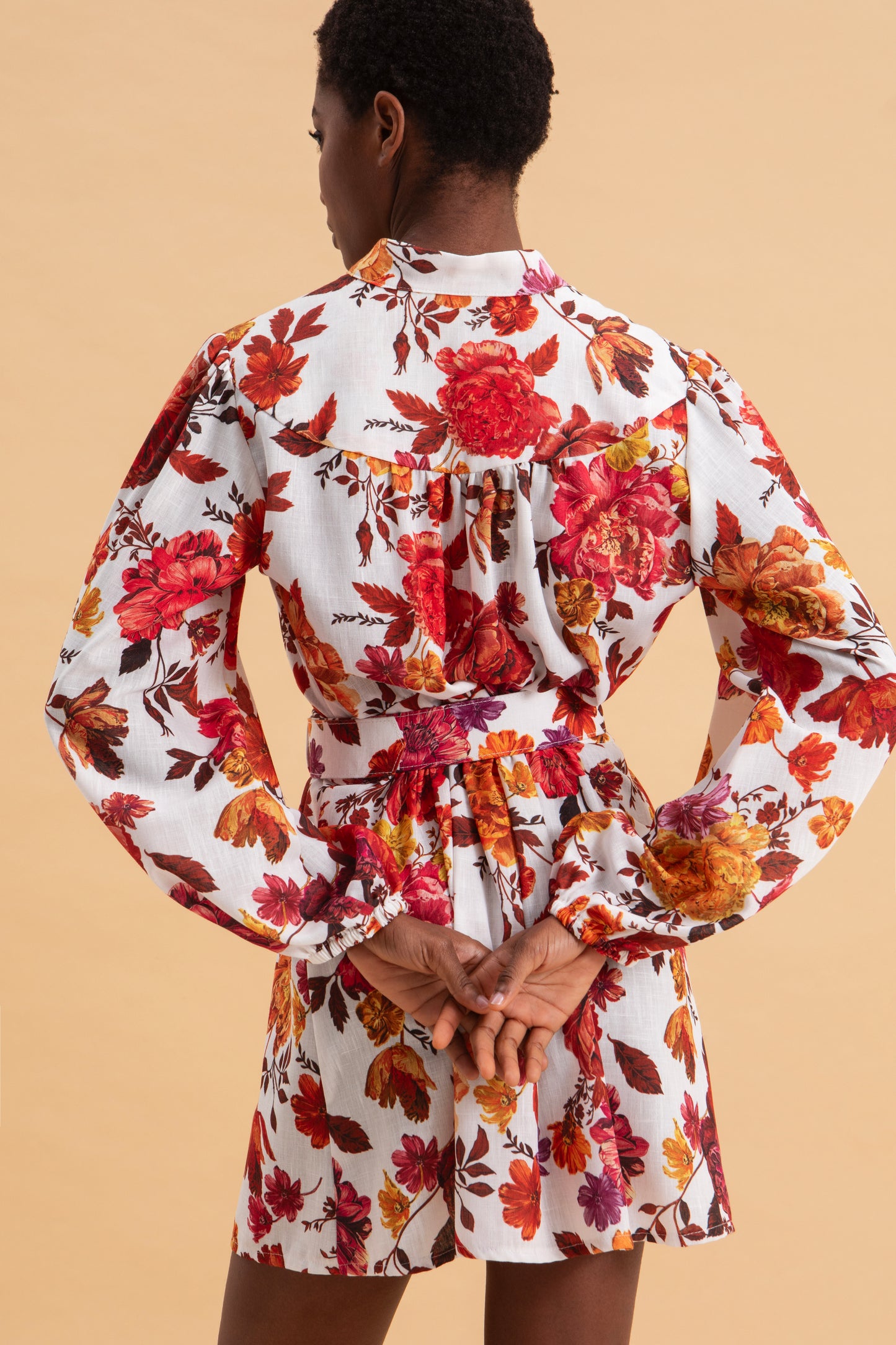 SPRING BOUQUET MINI LINEN DRESS WITH BELT - COMING SOON