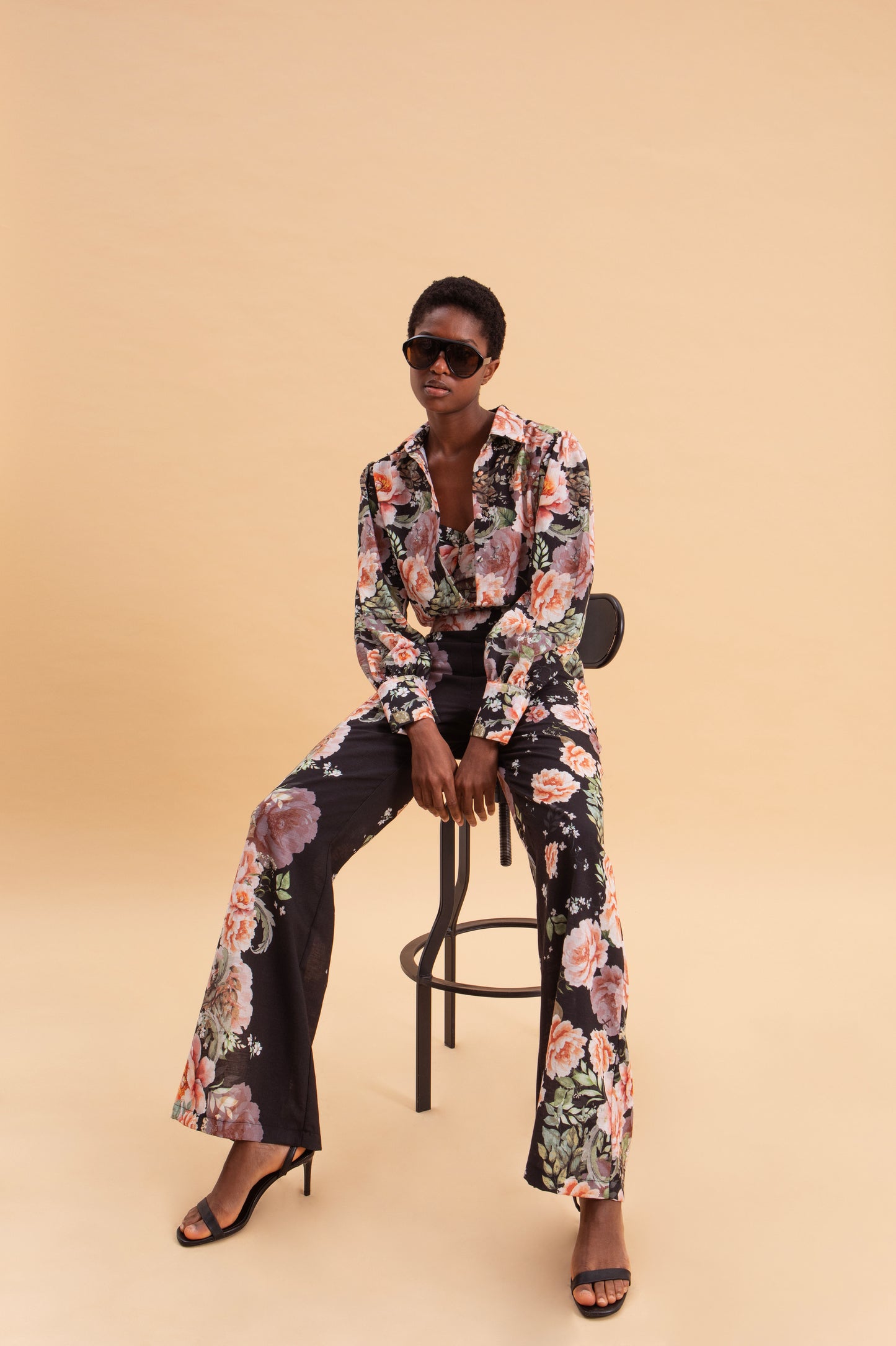 PEONIES LOVE LINEN HIGH WAISTED PANTS