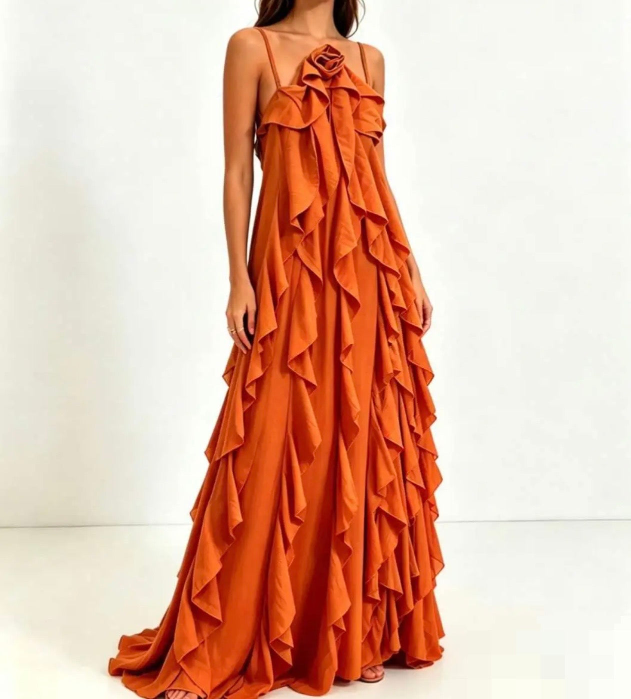 Dress with volants