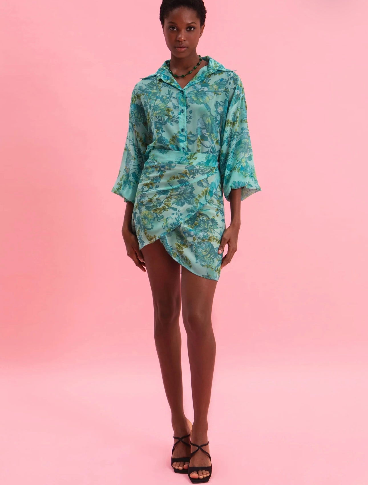 BOTANICAL BREEZE MINI WRAP SKIRT