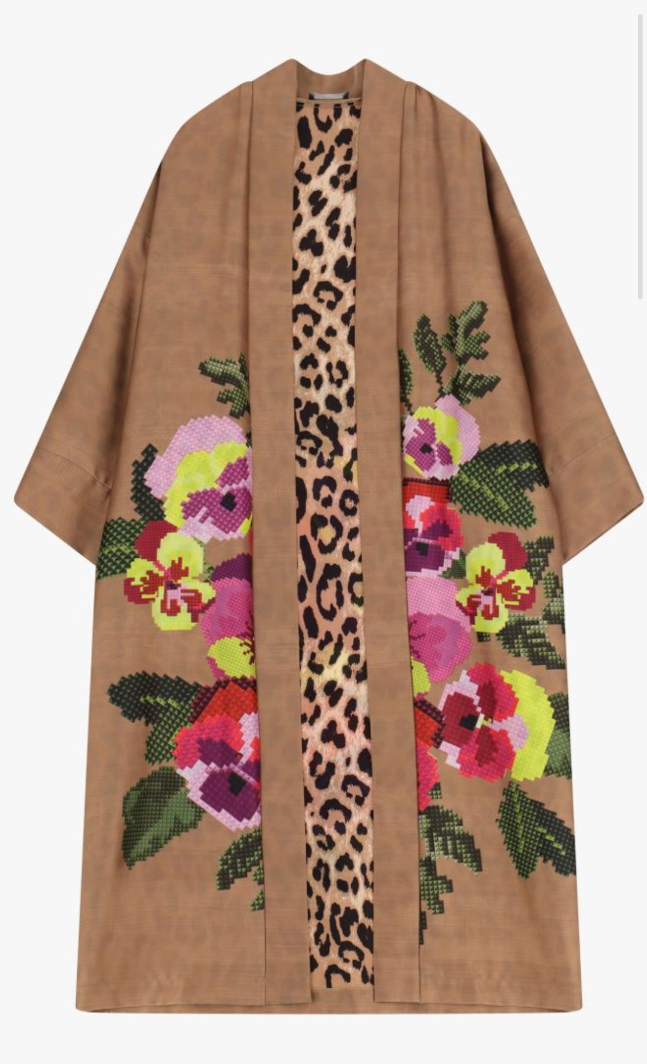 Printed Kimono coat without closure