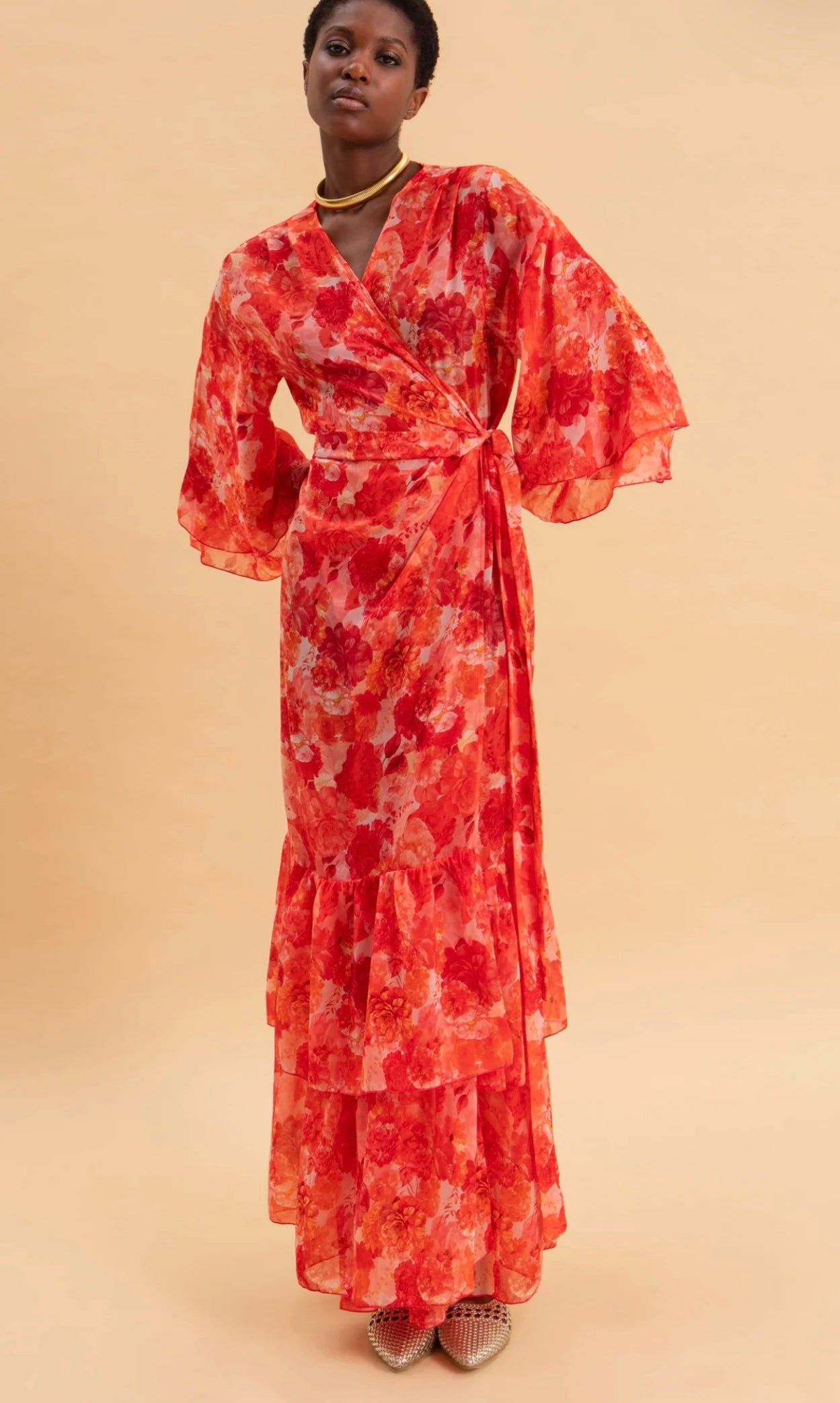 SUNSET DREAM KIMONO DRESS WITH RUFFLES