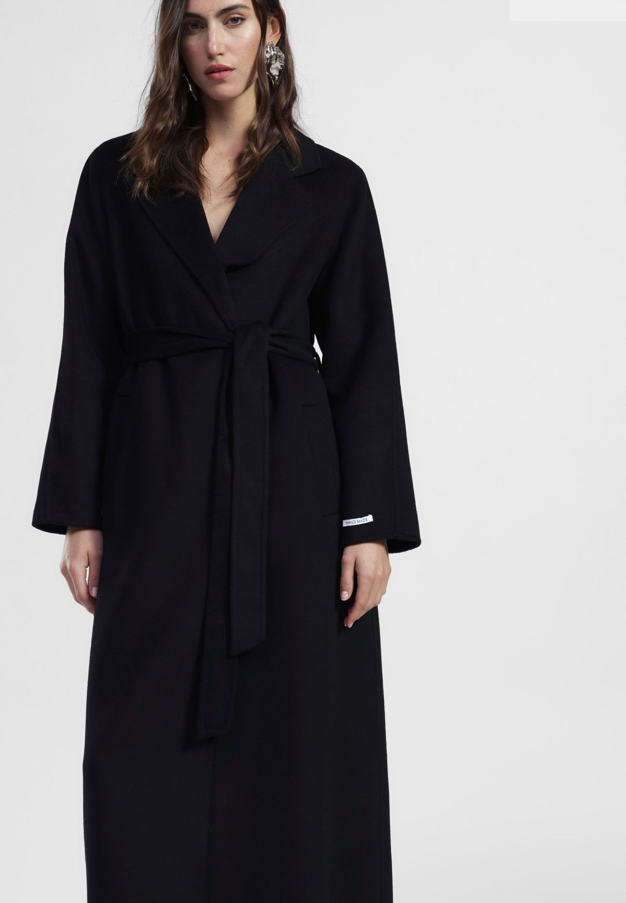 Long coat with notched lapel