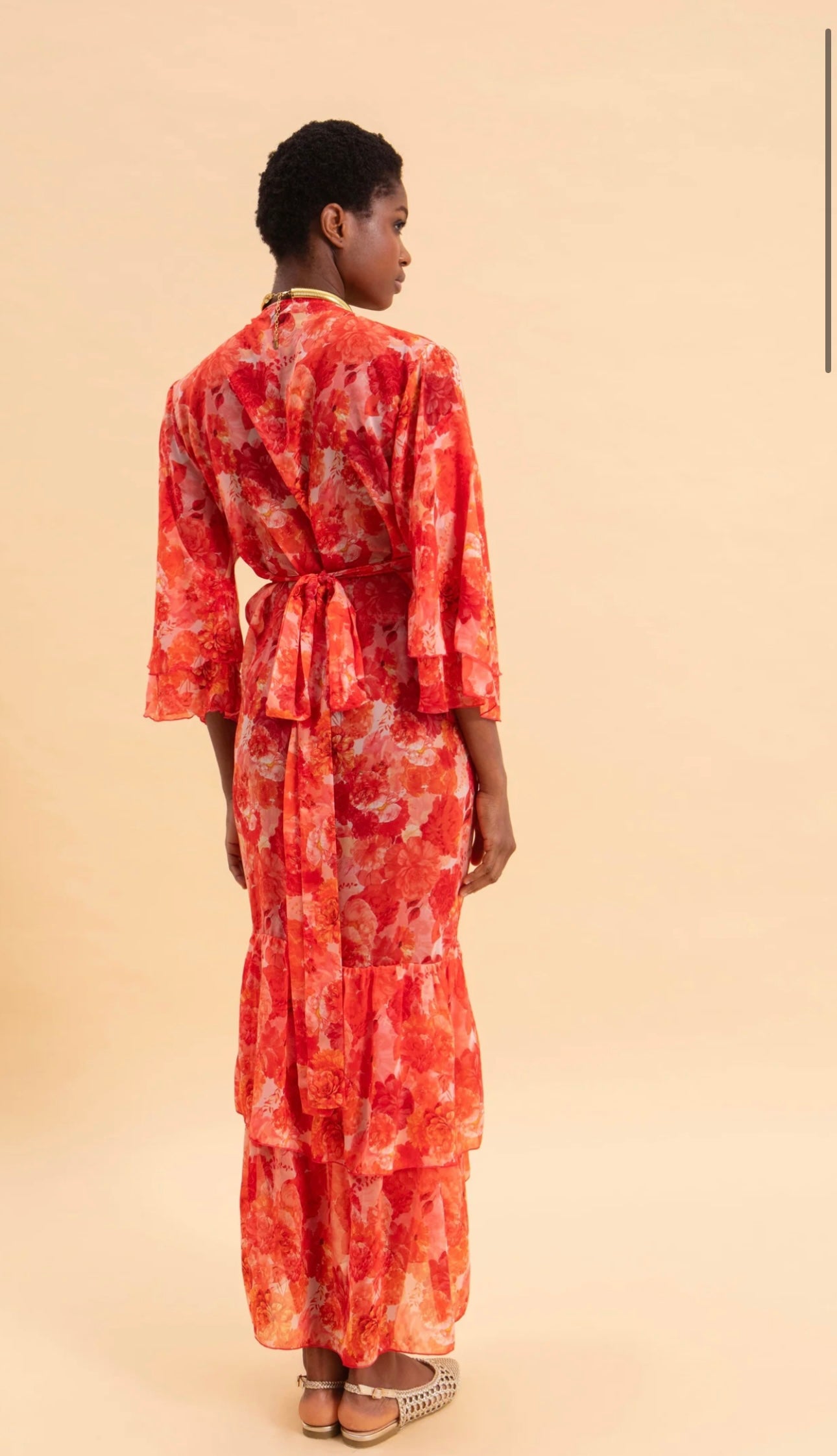 SUNSET DREAM KIMONO DRESS WITH RUFFLES