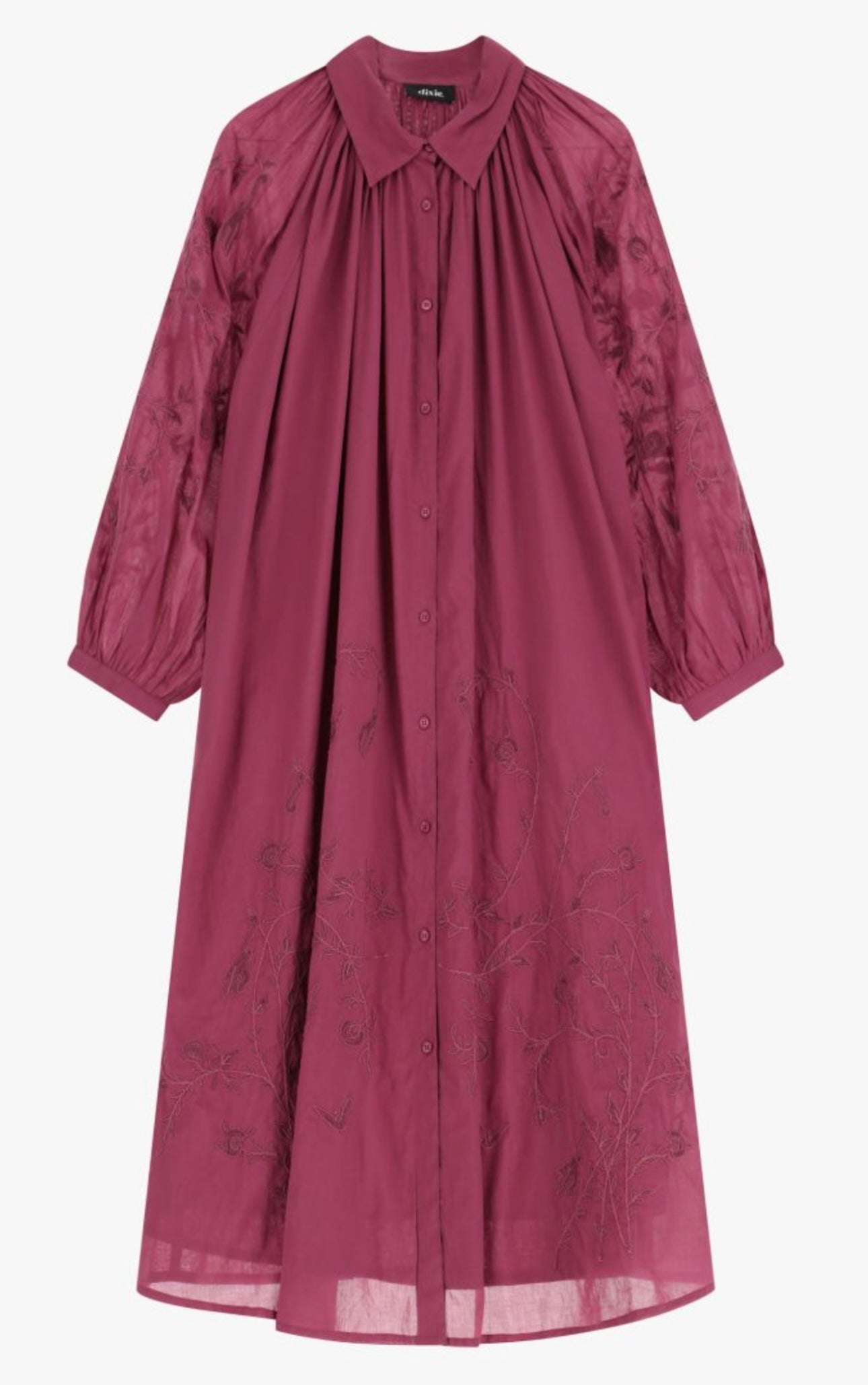 Shirt dress with long sleeves and collar