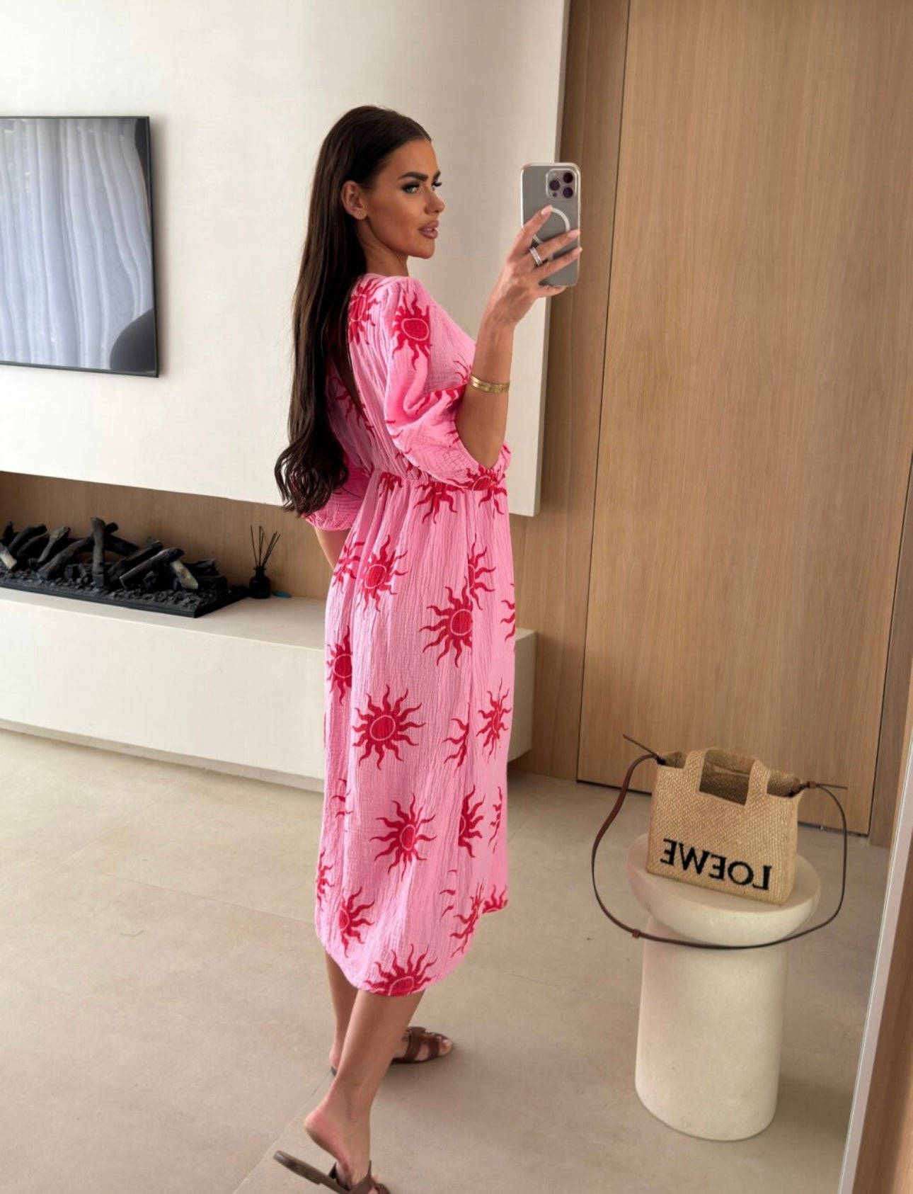 100% Cotton Midi dress rose