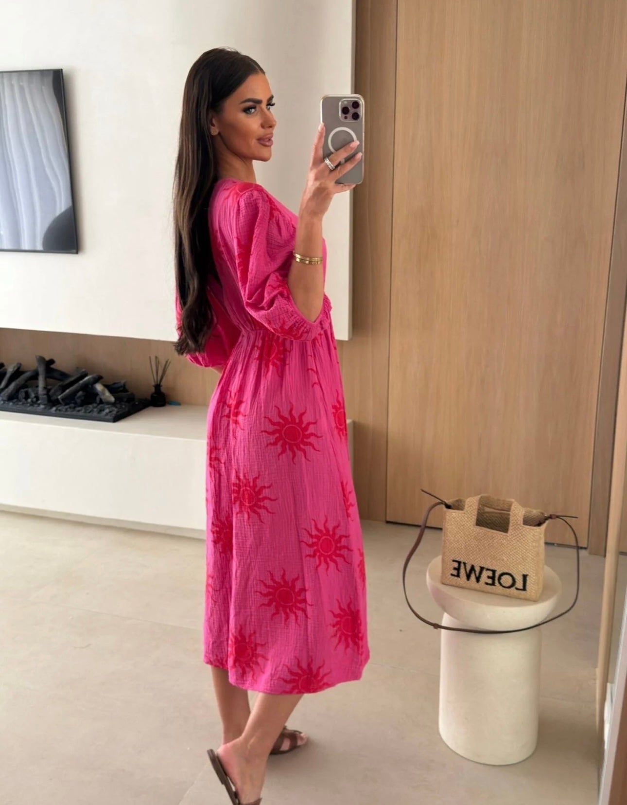 100% Cotton Midi dress pink