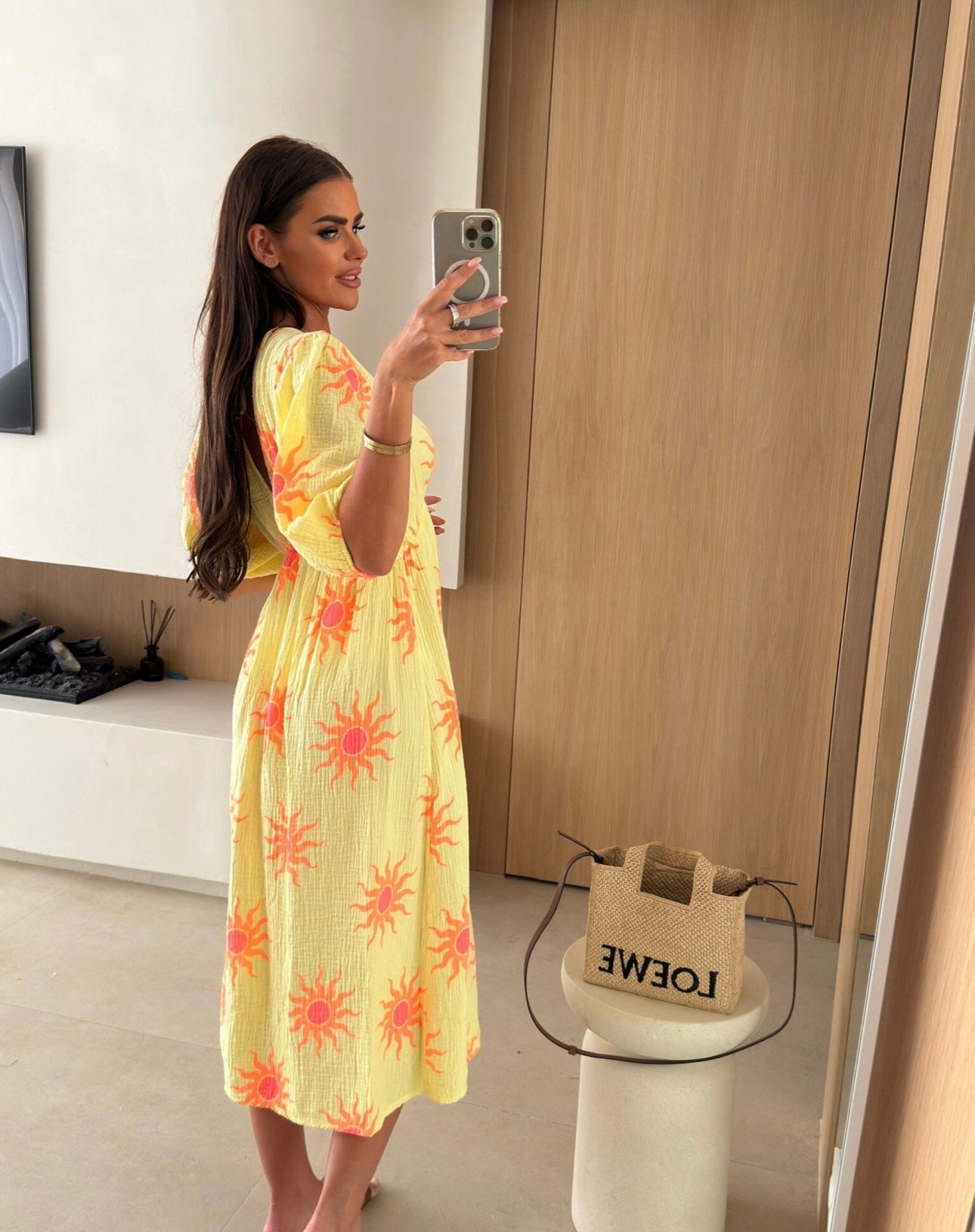 100% Cotton Midi dress yellow