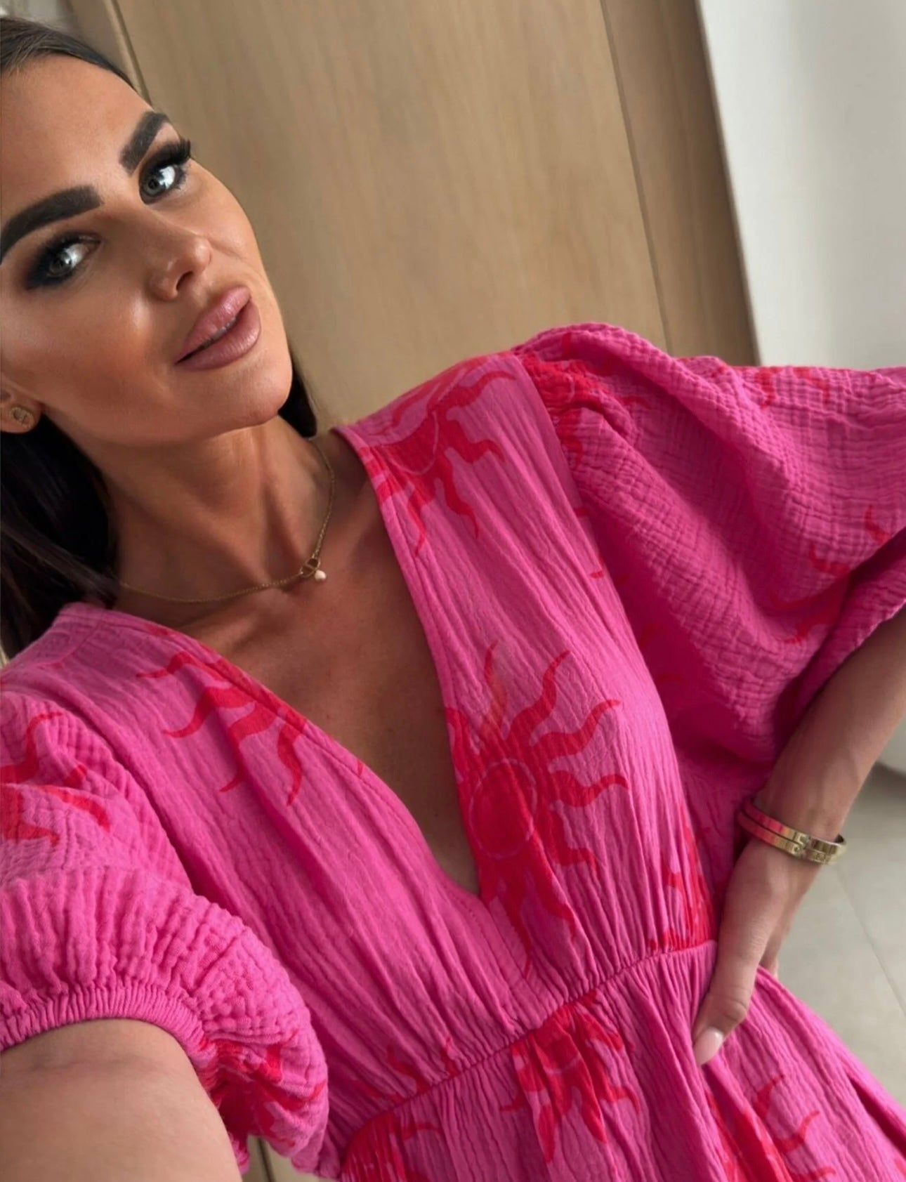 100% Cotton Midi dress pink