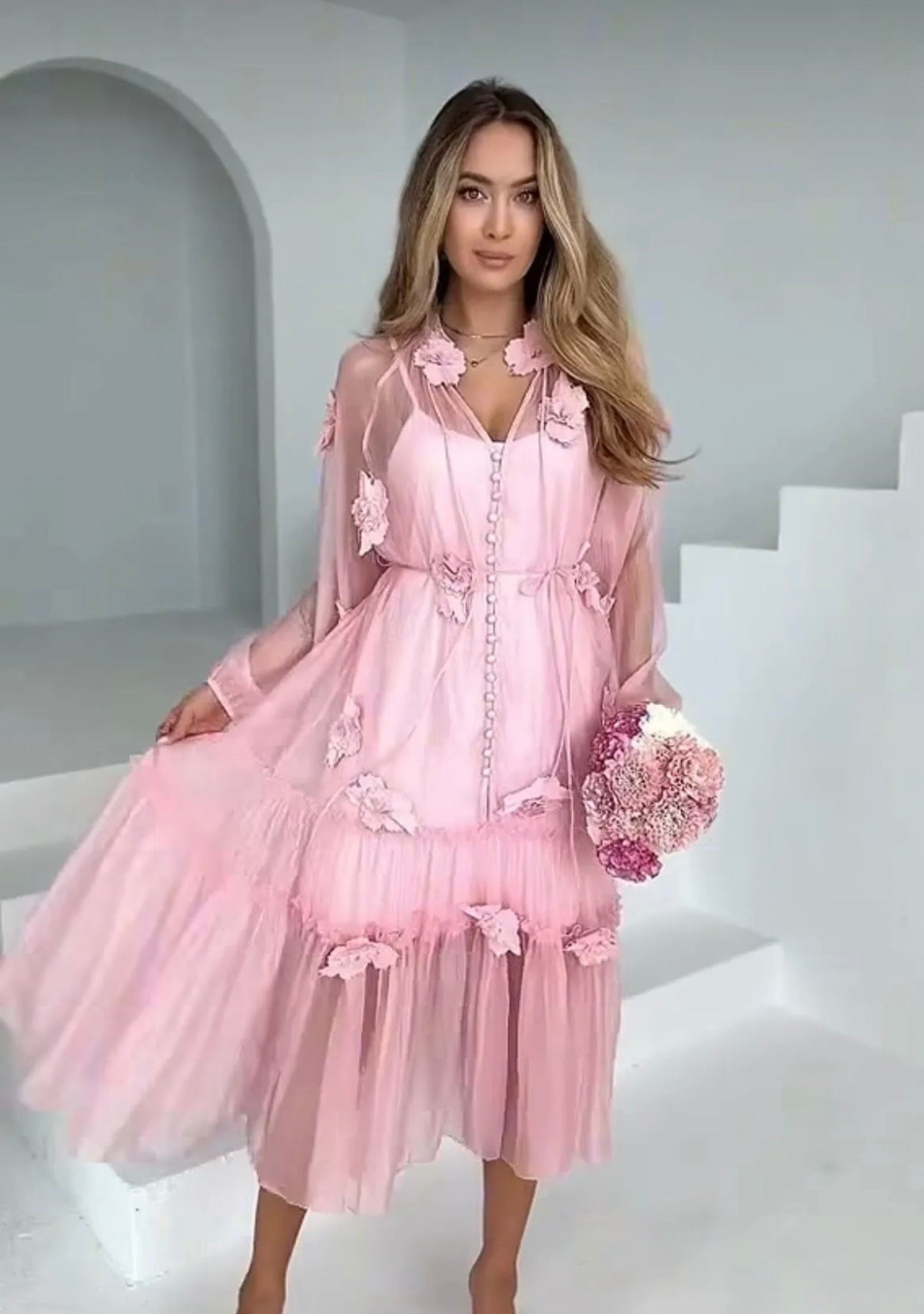 Dress with 3D flowers