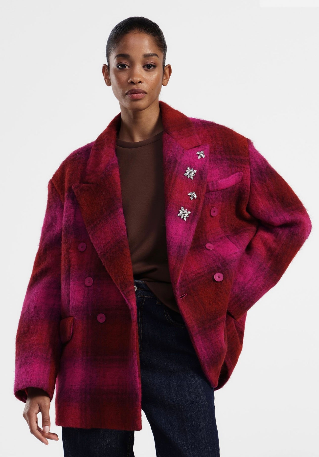 Printed double-breasted blazer