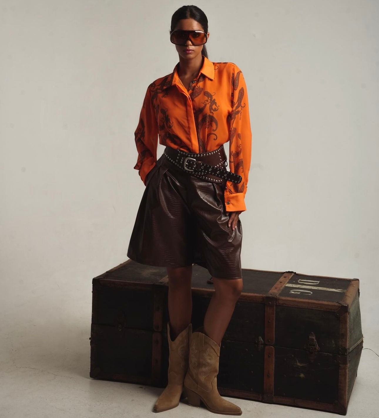 Iraida Regina faux leather bermuda shorts