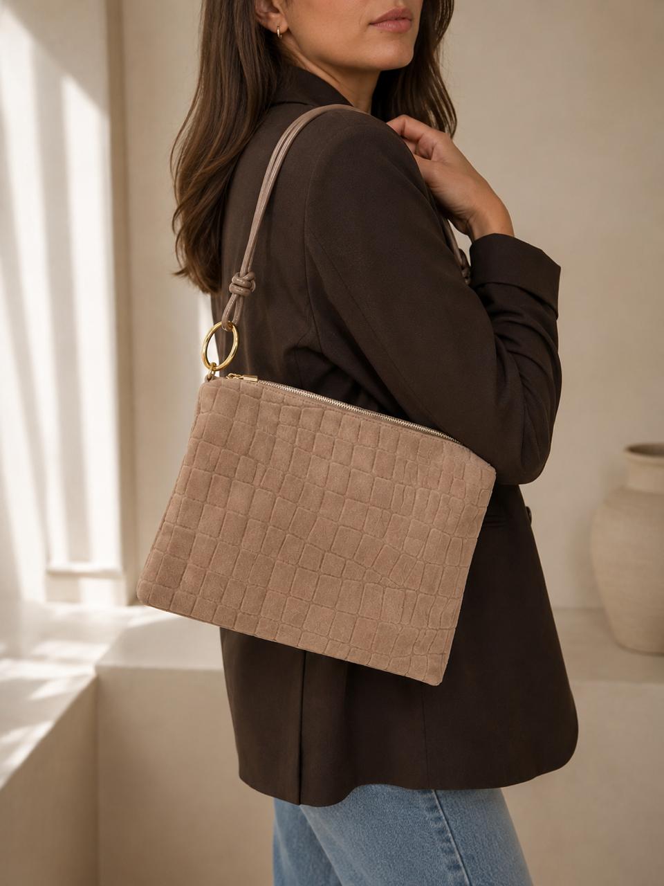 Croc leather shoulder bag