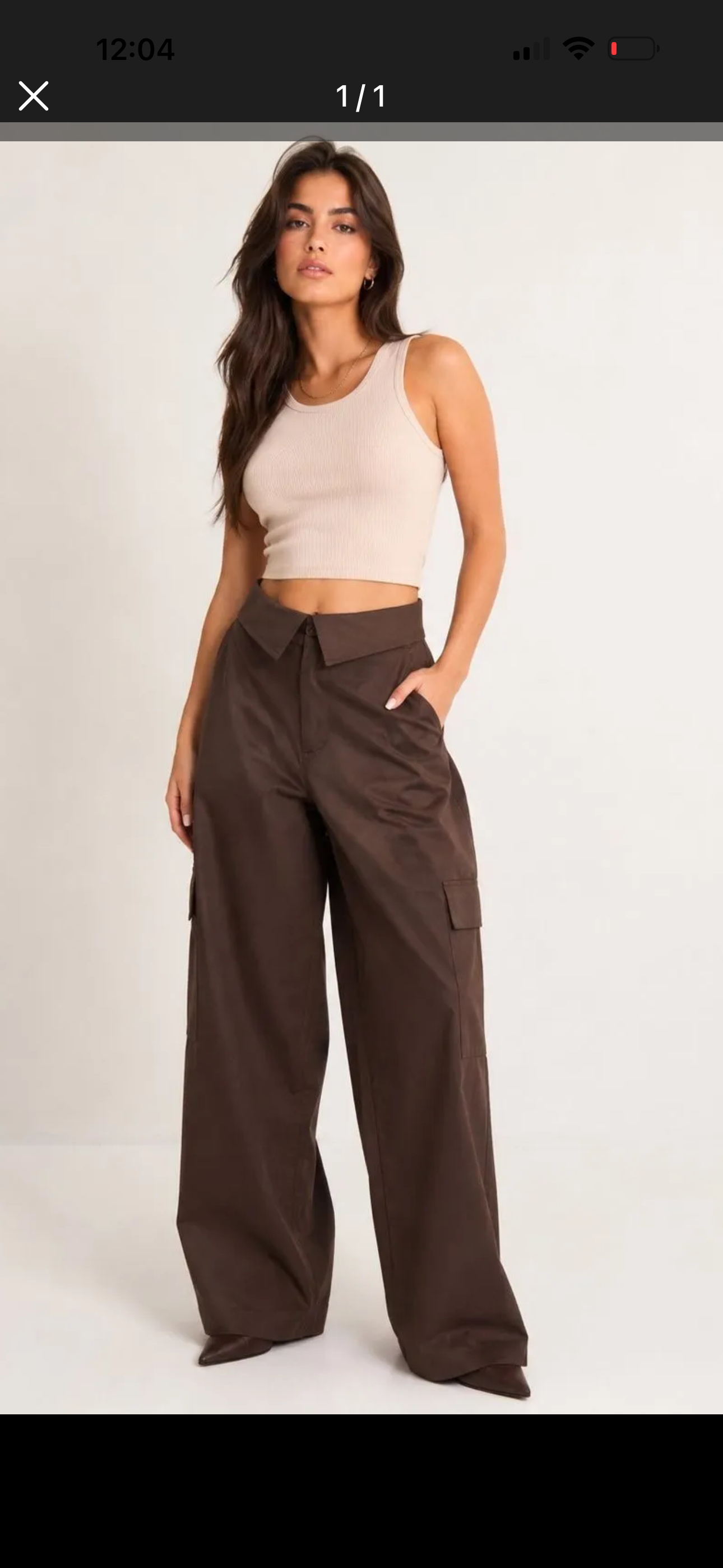 Wide Leg Cargo Παντελόνι με Statement Μέση – Chocolate Brown
