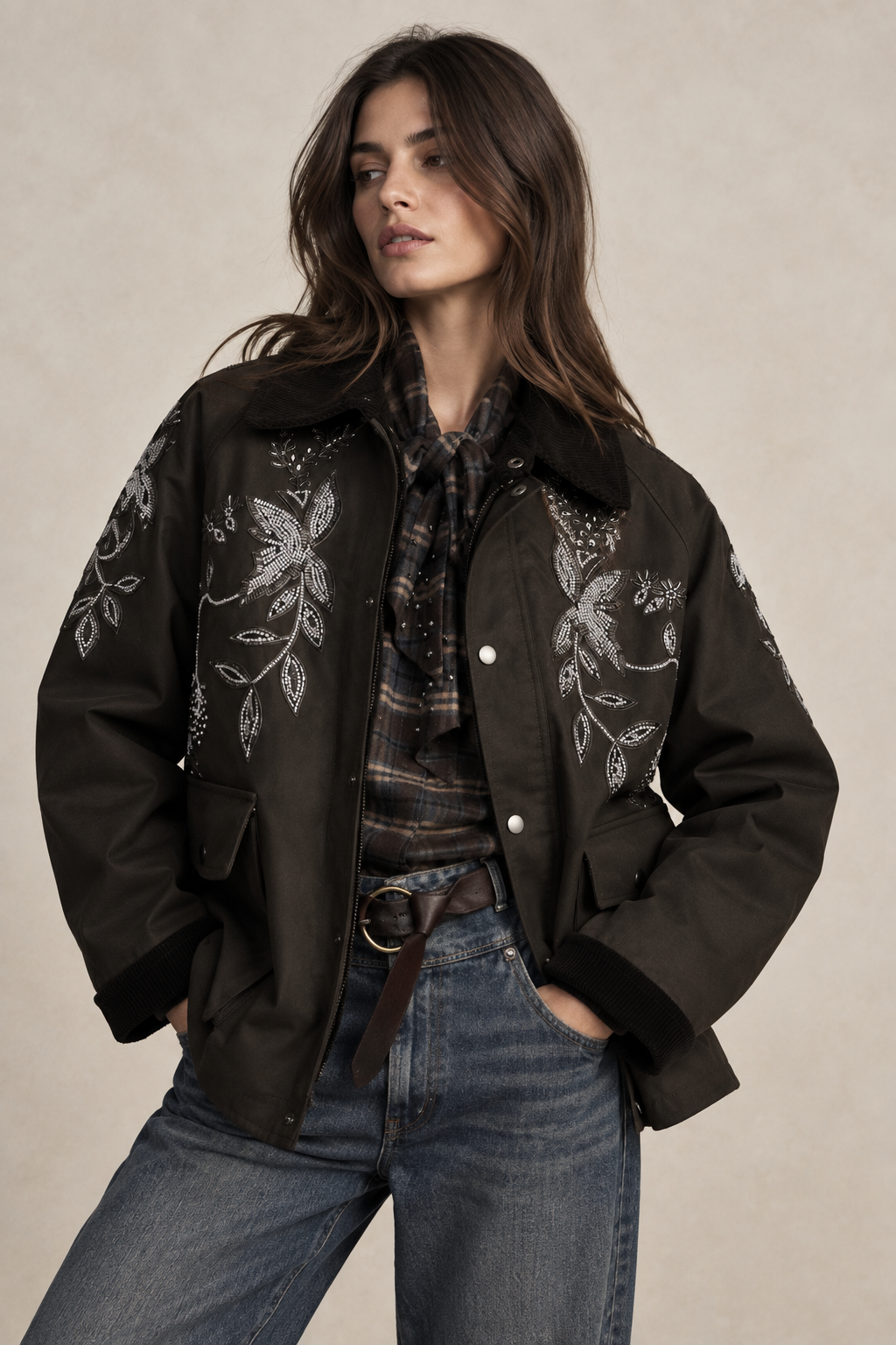 Dixie Embroidered Parka Jacket – Μαύρο