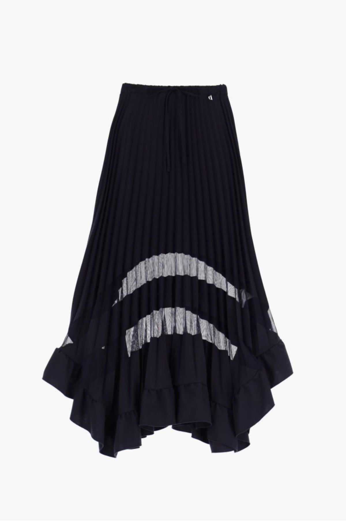 Pleated black skirt with translucent details