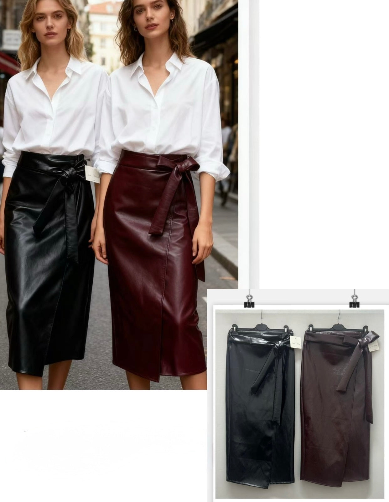 Eco Leather Midi wrap skirt