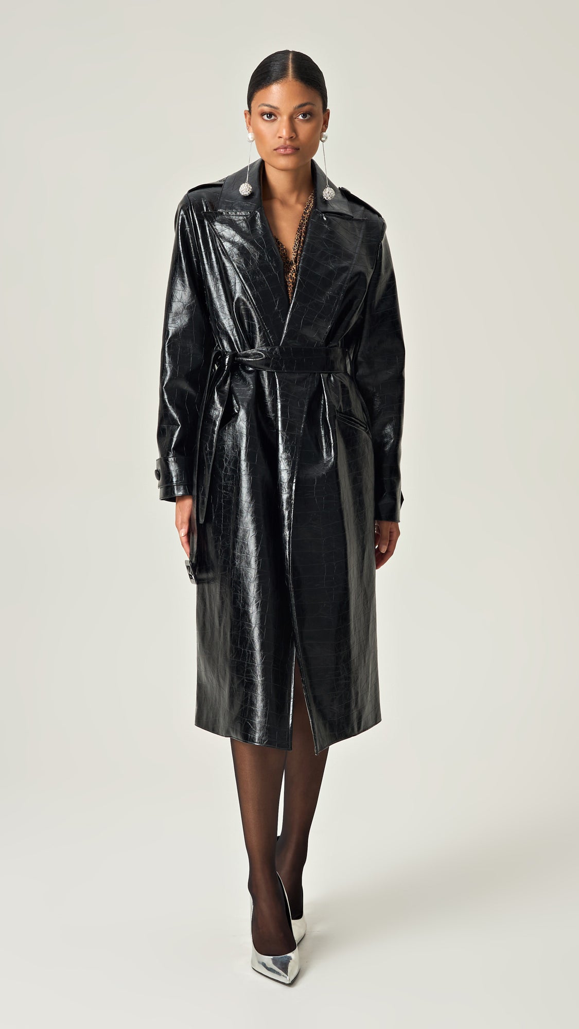 Midnight croco power Trenchcoat