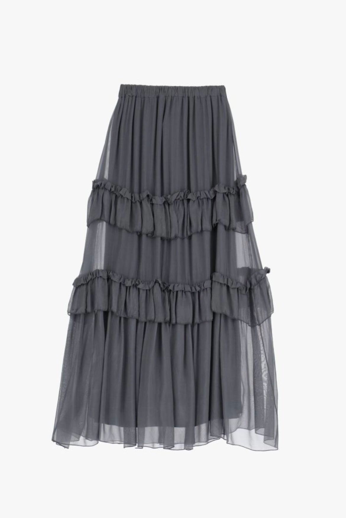 Long skirt with layered ruffles