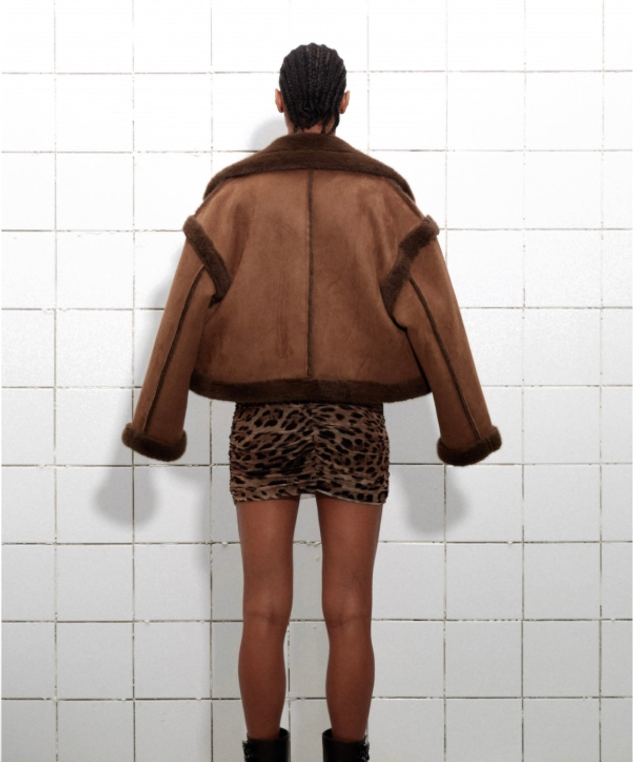 Combined synthetic fur jacket