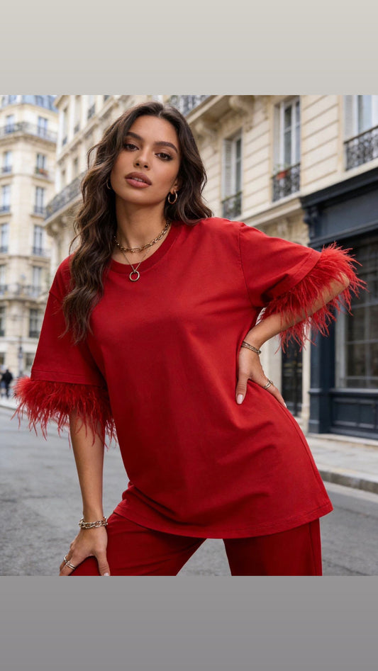 Lumina T-Shirt with feathers