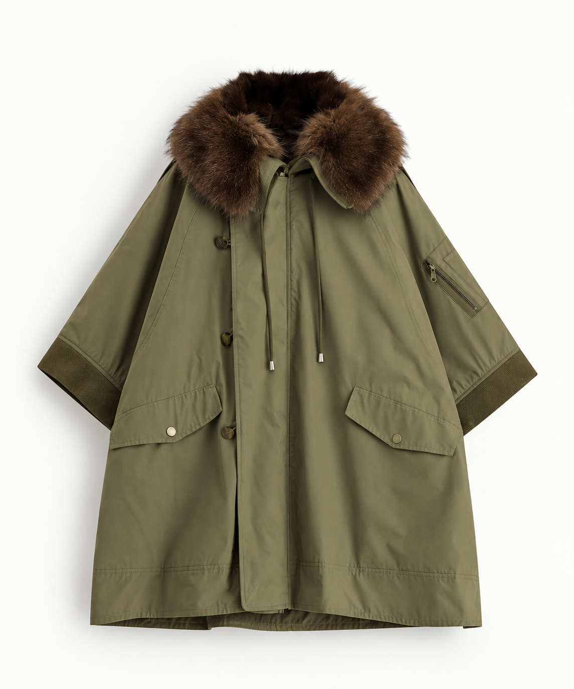 Dixie Oversized Parka με Γούνινο Γιακά – Khaki