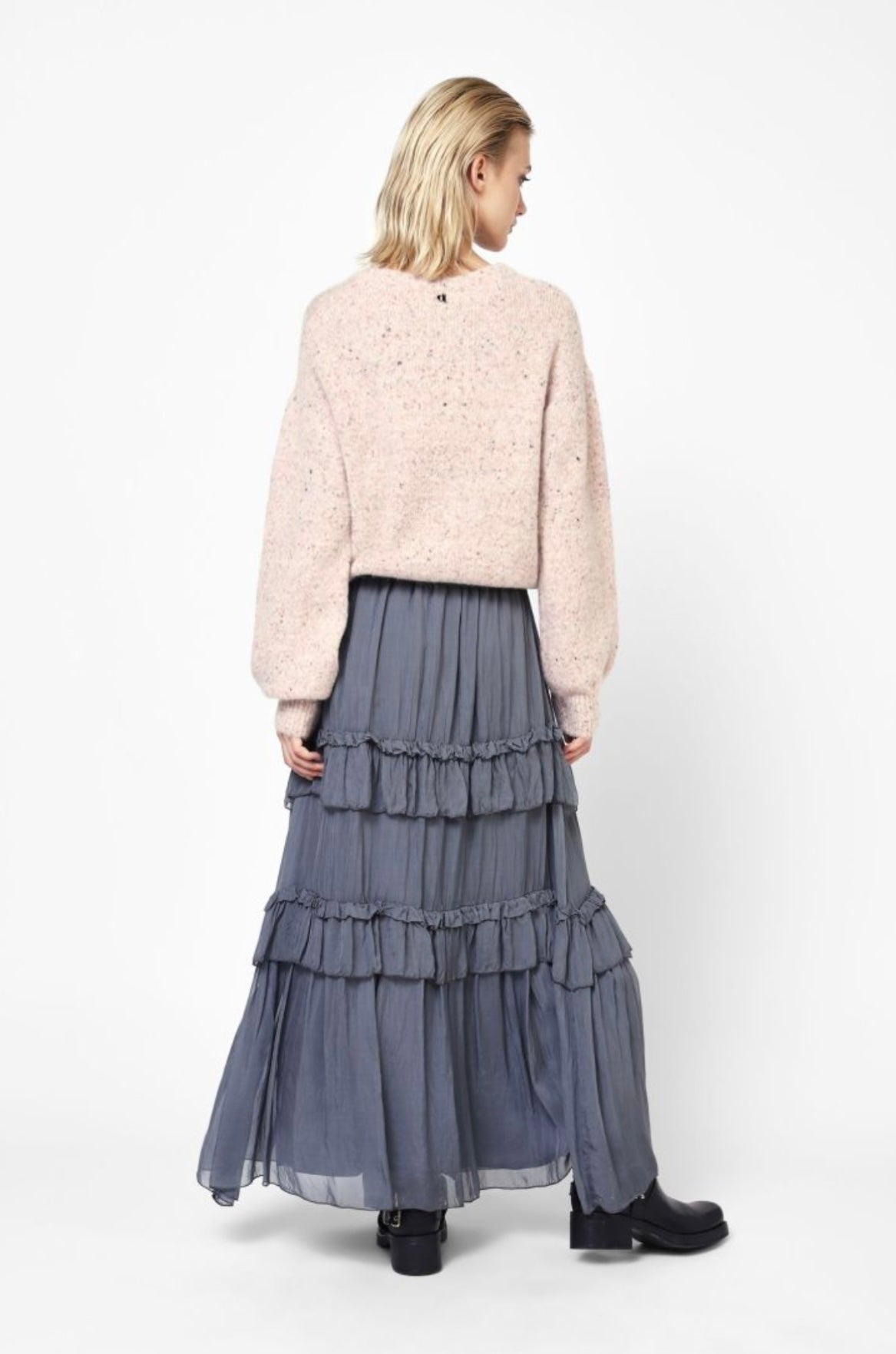 Long skirt with layered ruffles