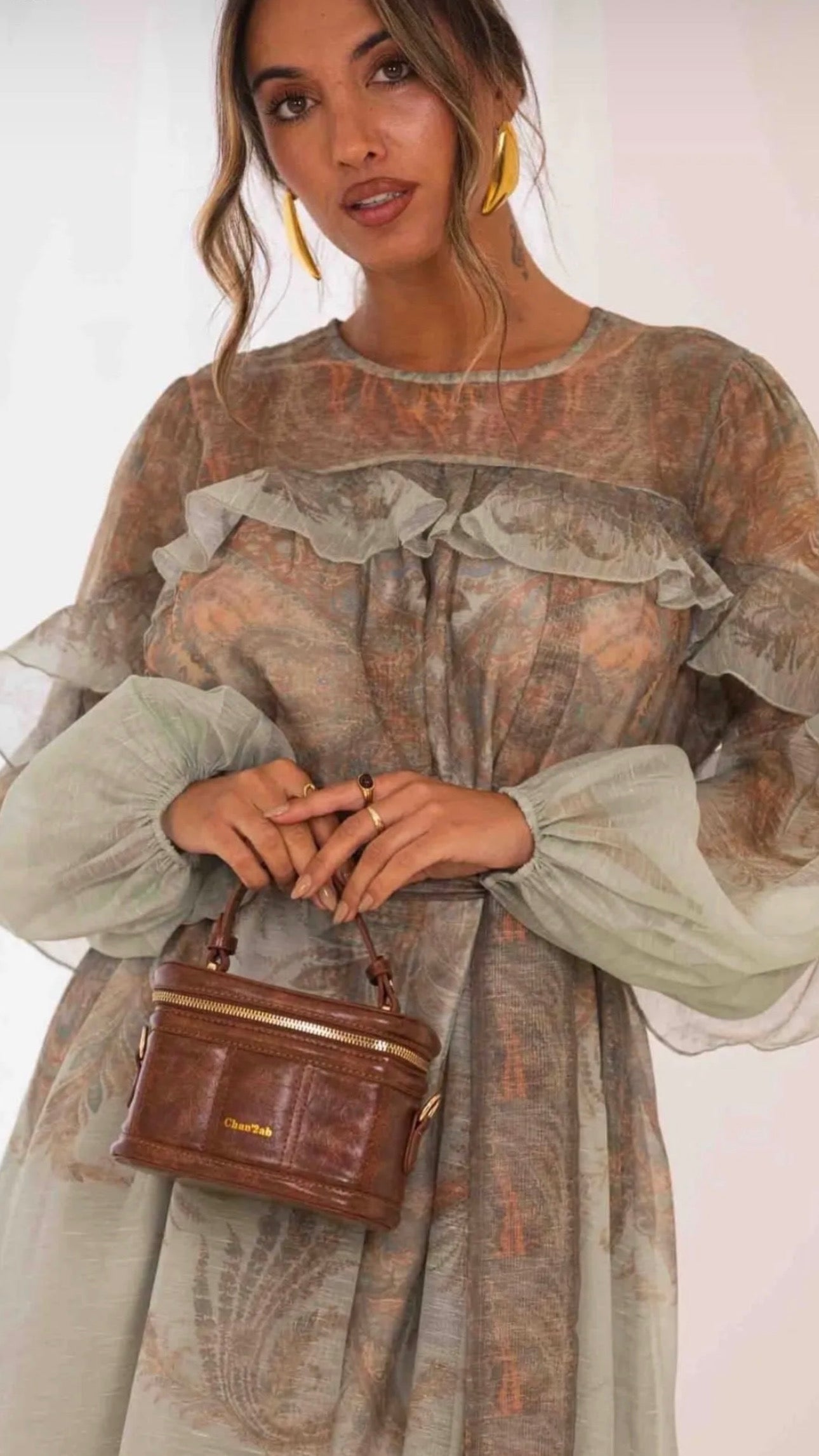 Dress with volants light green