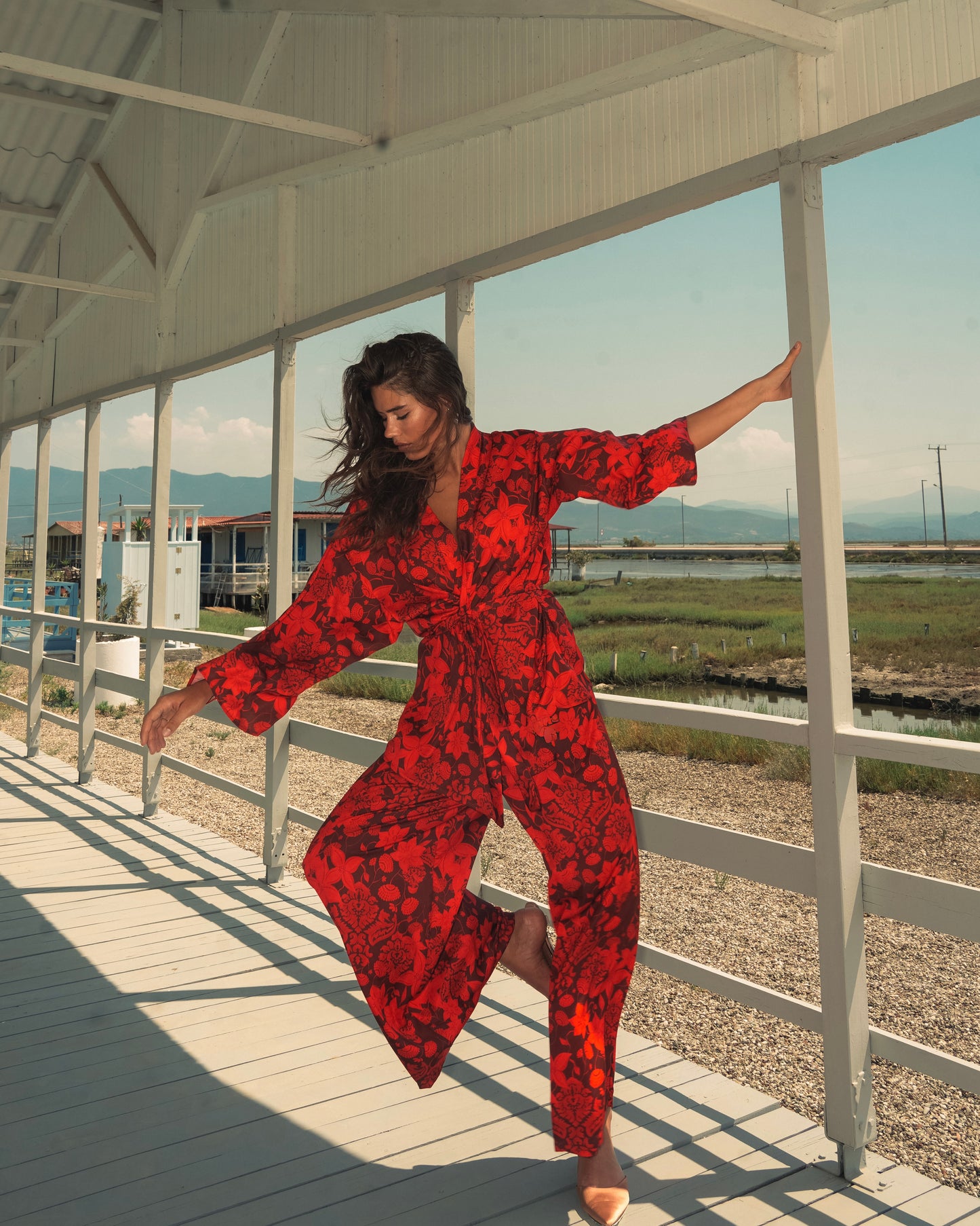 Red Camellias trousers