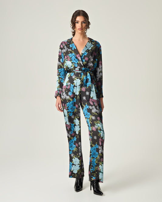 Nocturnal garden satin jumpsuit