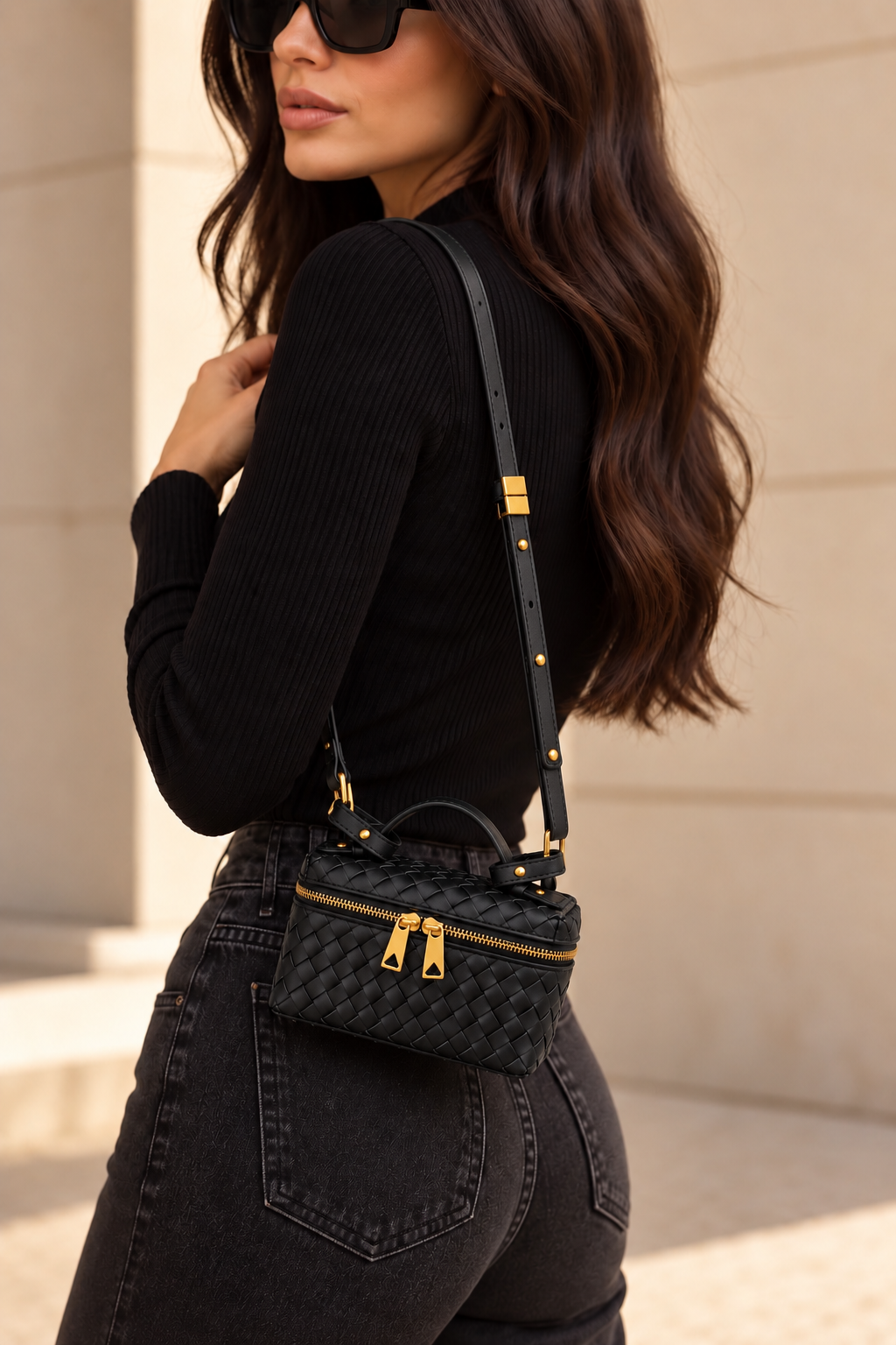 Black Woven Mini Bag – Μαύρο