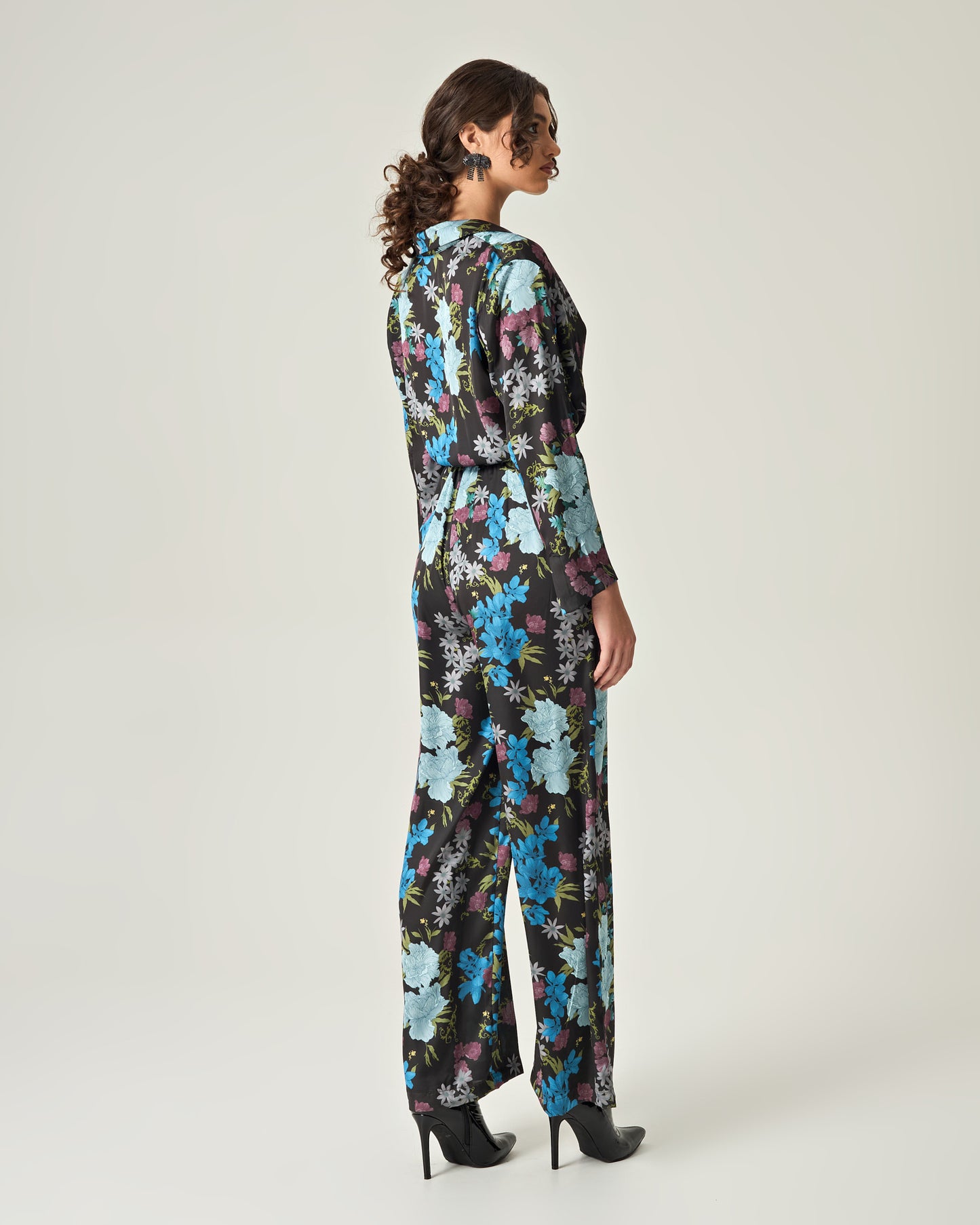 Nocturnal garden satin jumpsuit