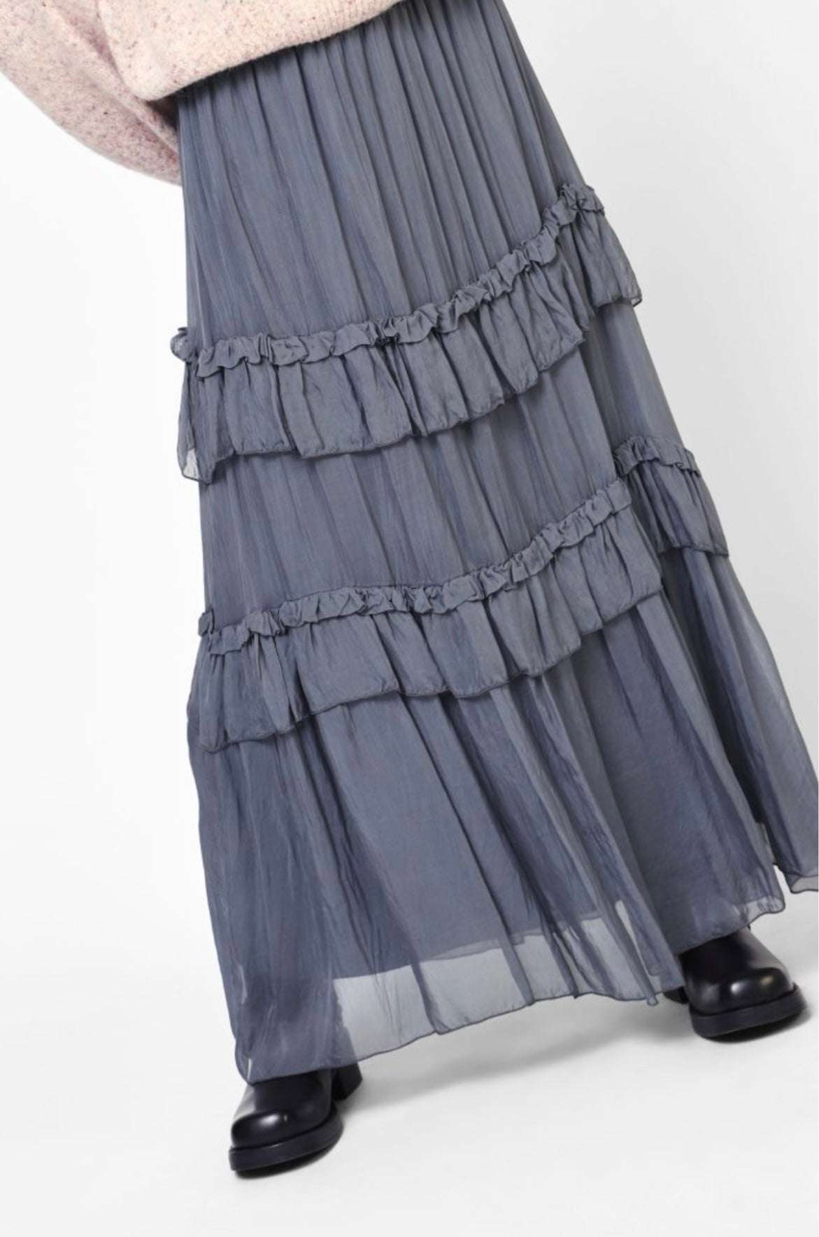 Long skirt with layered ruffles