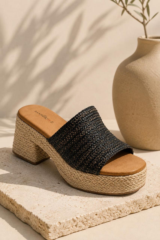 Woven Raffia Platform Sandals