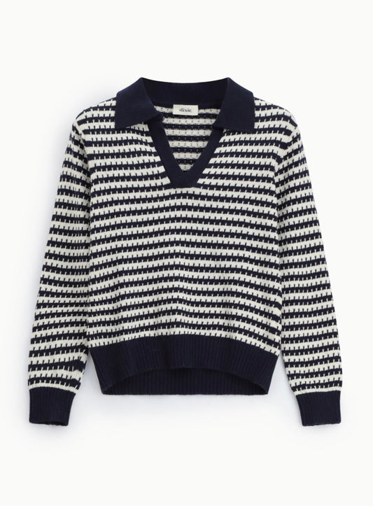 Dixie Striped sweater with collar and long sleeves