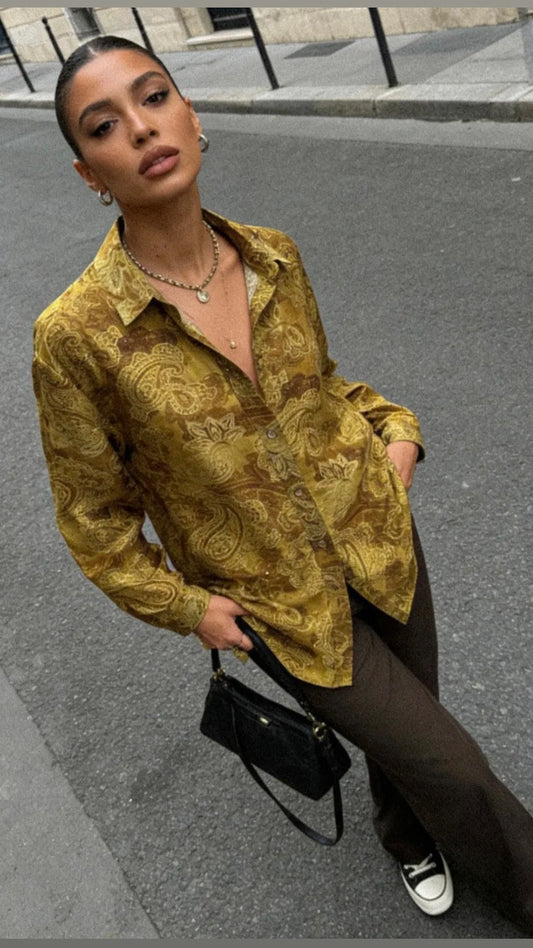 Oversized shirt with crystals