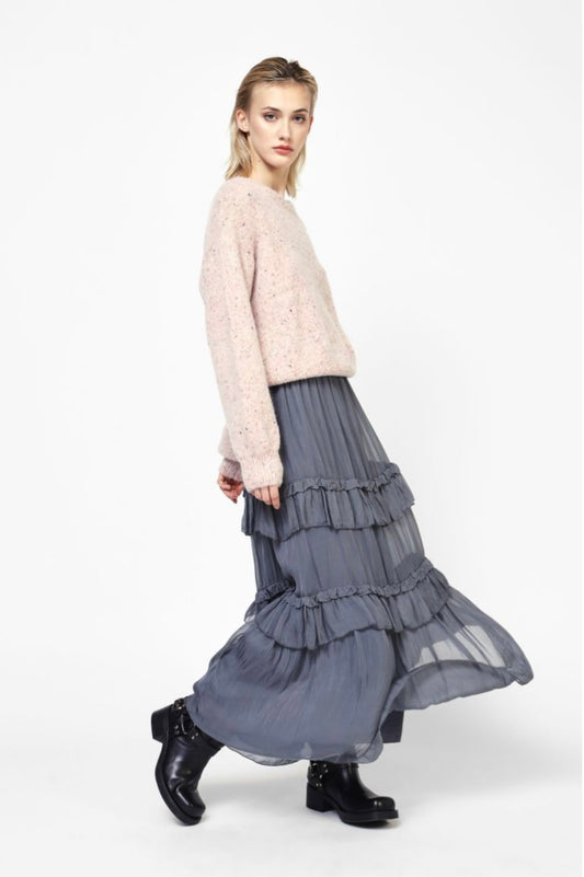 Long skirt with layered ruffles