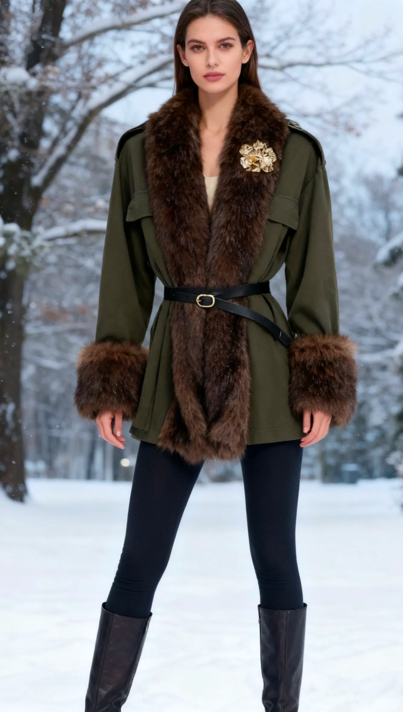 Jacket with faux fur