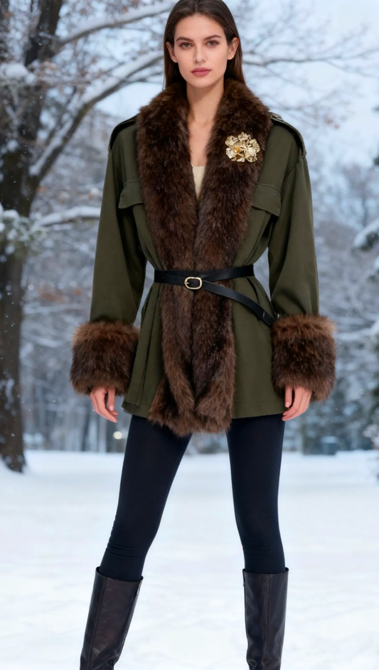 Jacket with faux fur