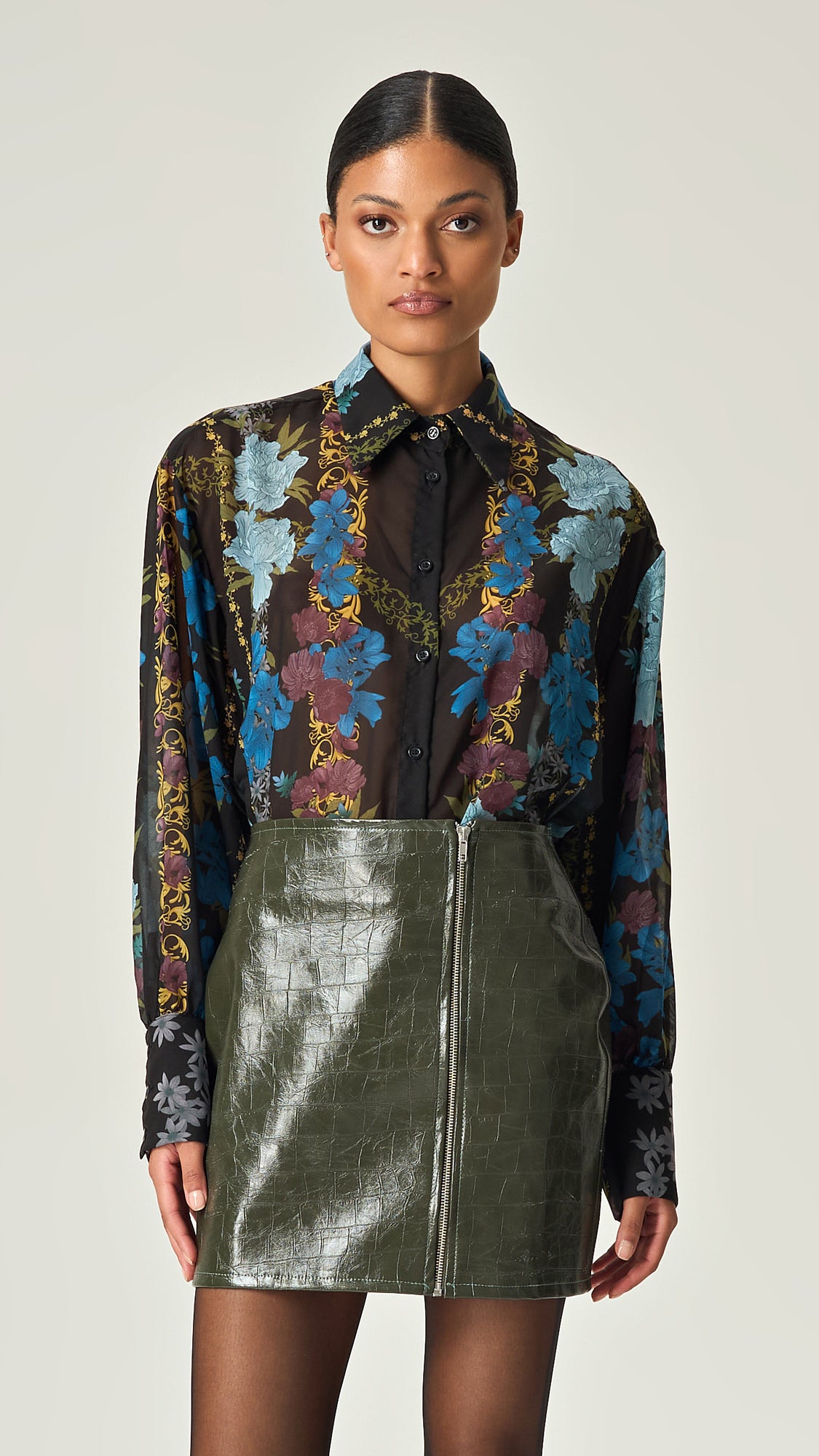 Nocturnal garden oversized shirt