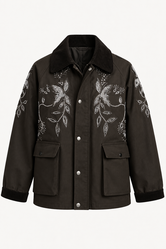 Dixie Embroidered Parka Jacket – Μαύρο
