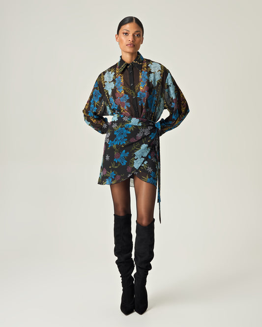 Nocturnal garden oversized shirt